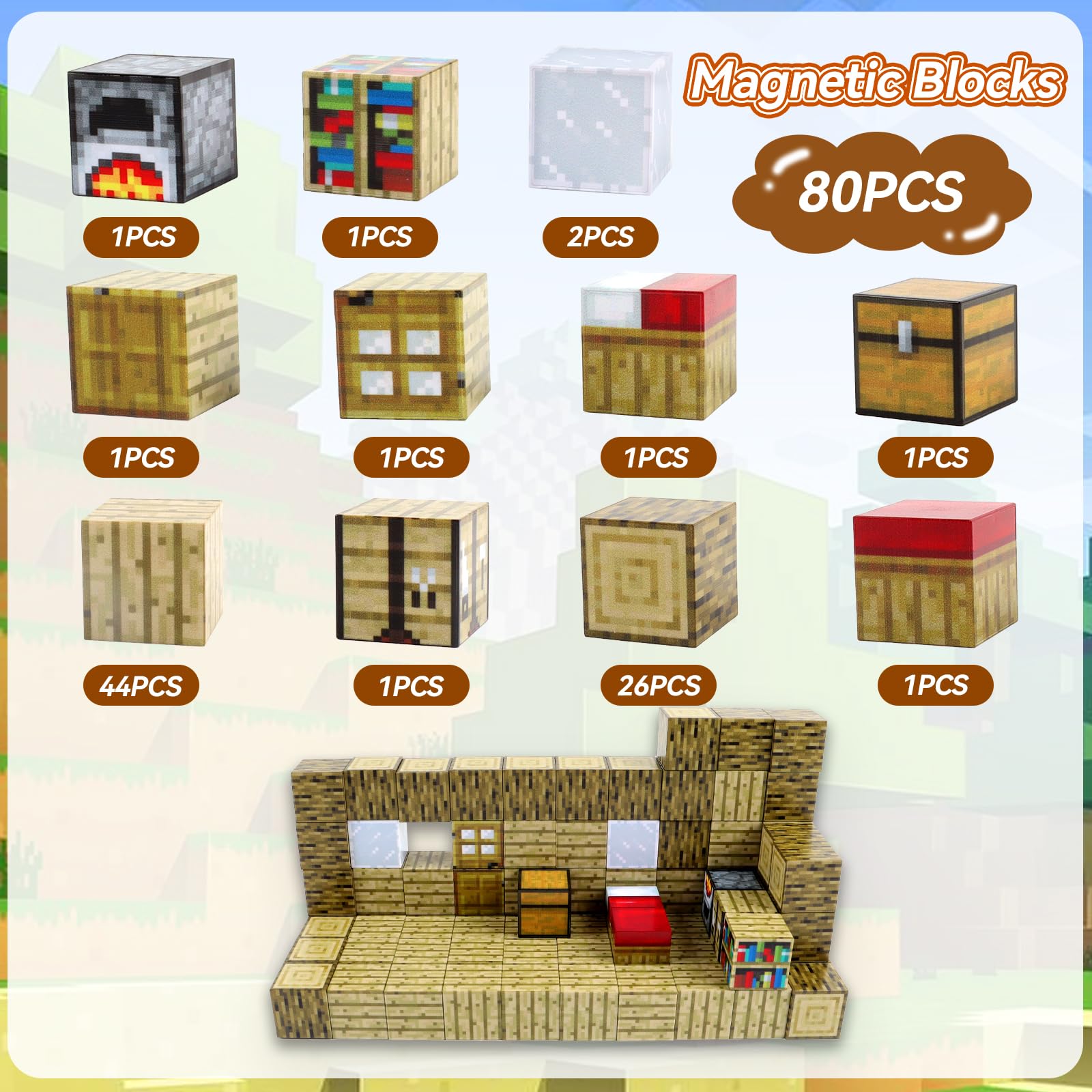 Magnetic Blocks,Magnetic Tiles Building Blocks,Build Mine Magnet World Set - Image 2