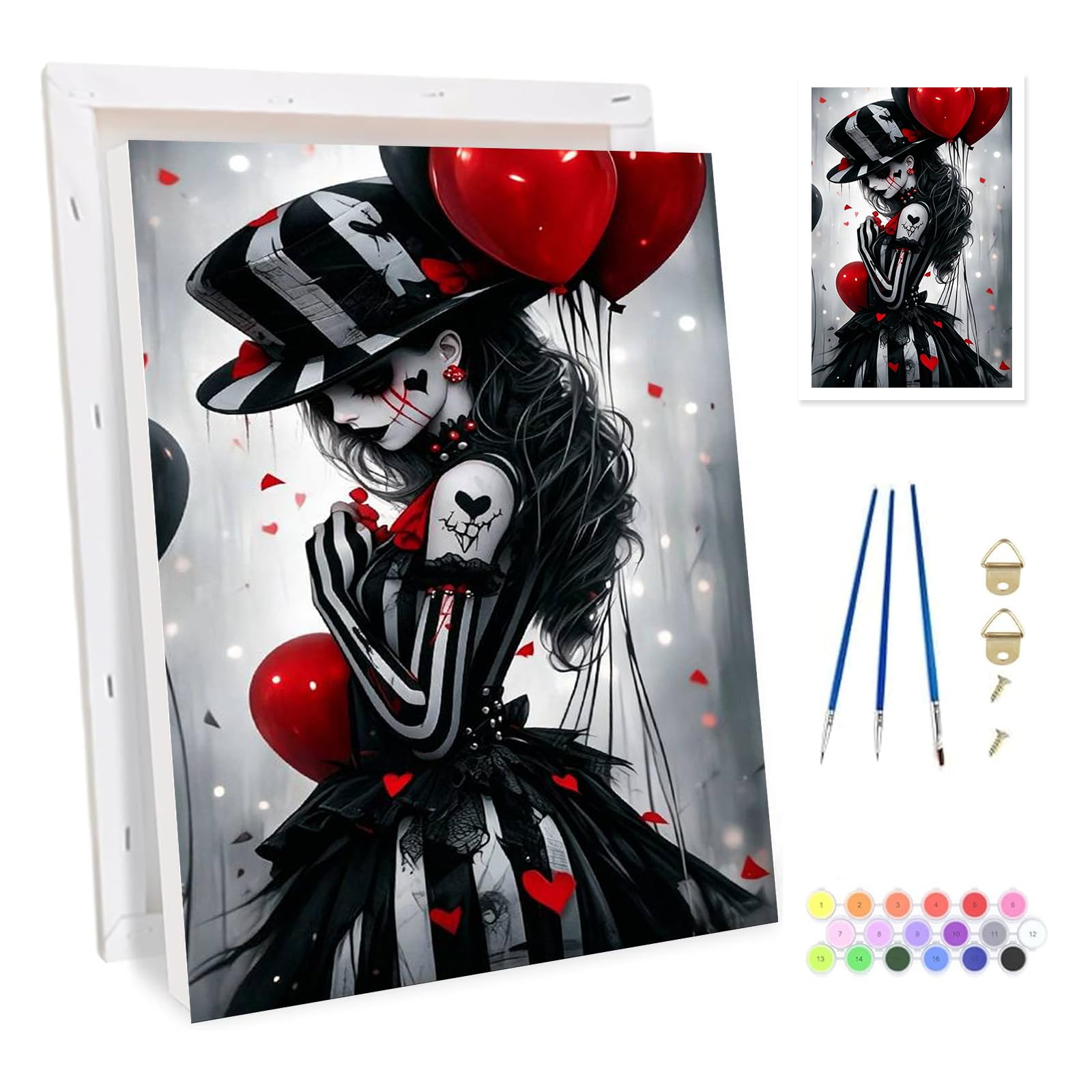 Bowetile Framed Witch Paint by Numbers for Adults Canvas, Magician Painting by Numbers Kit for Beginners Canvas, DIY Color Oil Painting Acrylic Paints for Home Wall Decor20x30cm