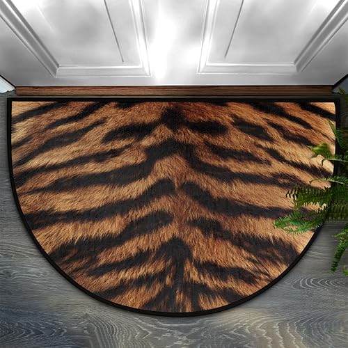 Miniatura 9 de Tapete semicircular de flores de girasol otoñal para entrada interior, tablero de madera retro, antideslizante, absorbente, 24 x 36 pulgadas