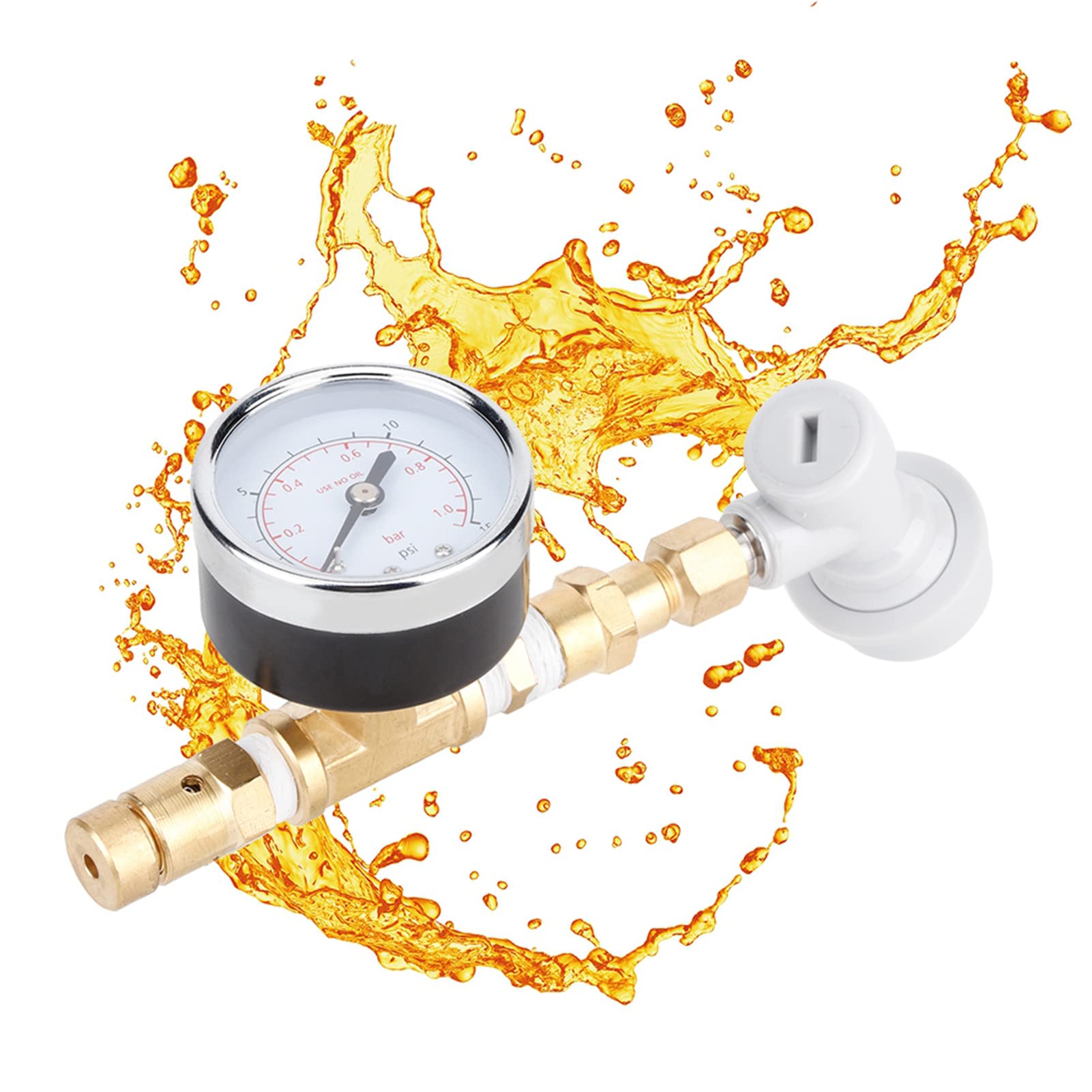 Brew Membrana Blokada Kulowa Zawór Wirujący Piwa Kompletny Zestaw, Regulowany Zawór Bezpieczeństwa Warzenia Piwa z blokadą kulową Manometr Gazu 0 do 15 PSI do Domowego Warzenia