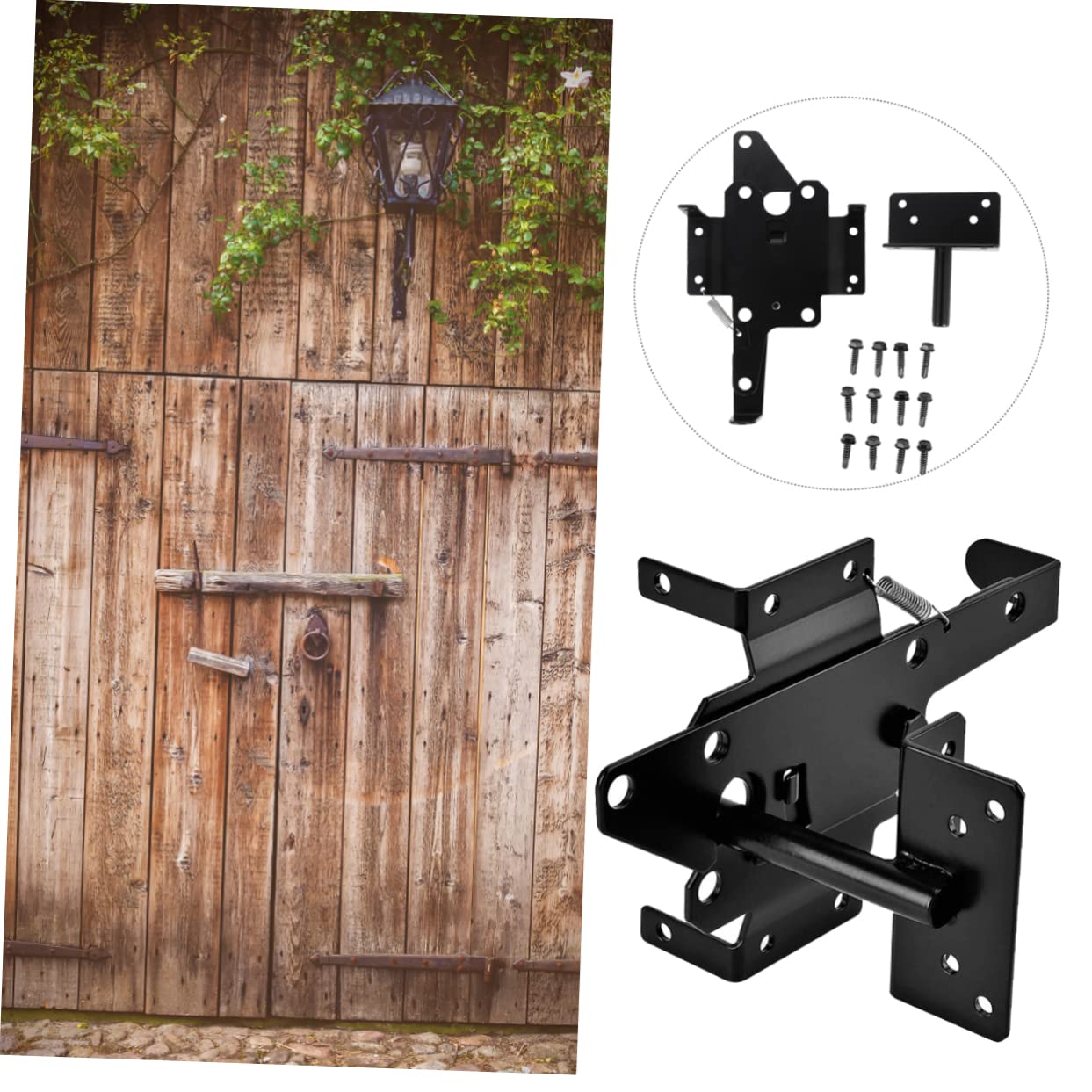 Loquet Autobloquant Noir en Fer pour Porte Métallique, Installation Rapide