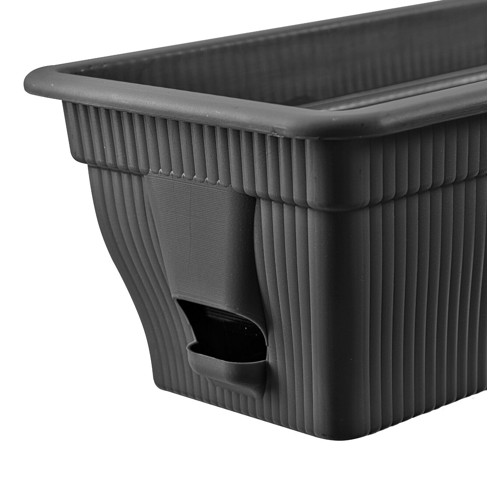 2 x skrzynka balkonowa 100 cm, skrzynka na kwiaty ze zbiornikiem wody, antracytowa, 25 l, skrzynka na kwiaty, odporna na warunki atmosferyczne, z wkładką, długa skrzynka balkonowa do ogrodu i na
