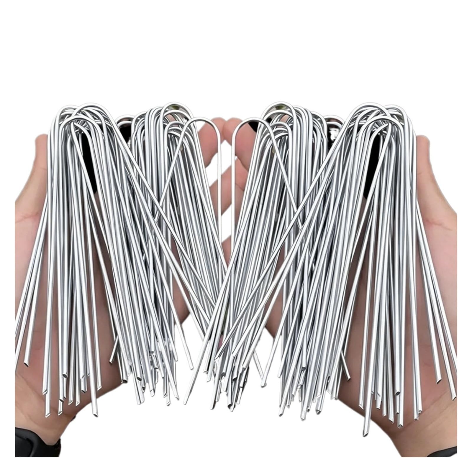 HNULGVI U-shaped garden nails U-type Garden Staples with Pads Metal Fence Tubing Stakes(20PC)