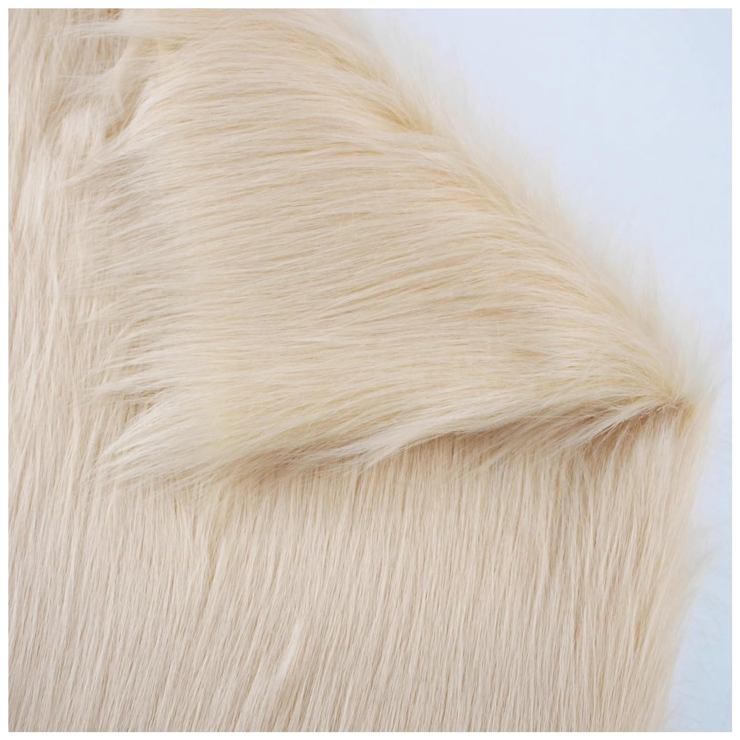 Faux Fur Fabric Beige 20 X 59 Inches, Shaggy Plush Fluffy Fuzzy Shannon Fur Patch for Fursuit, Cosplay, Costume, Dwarf, Craft Supply, Decoration