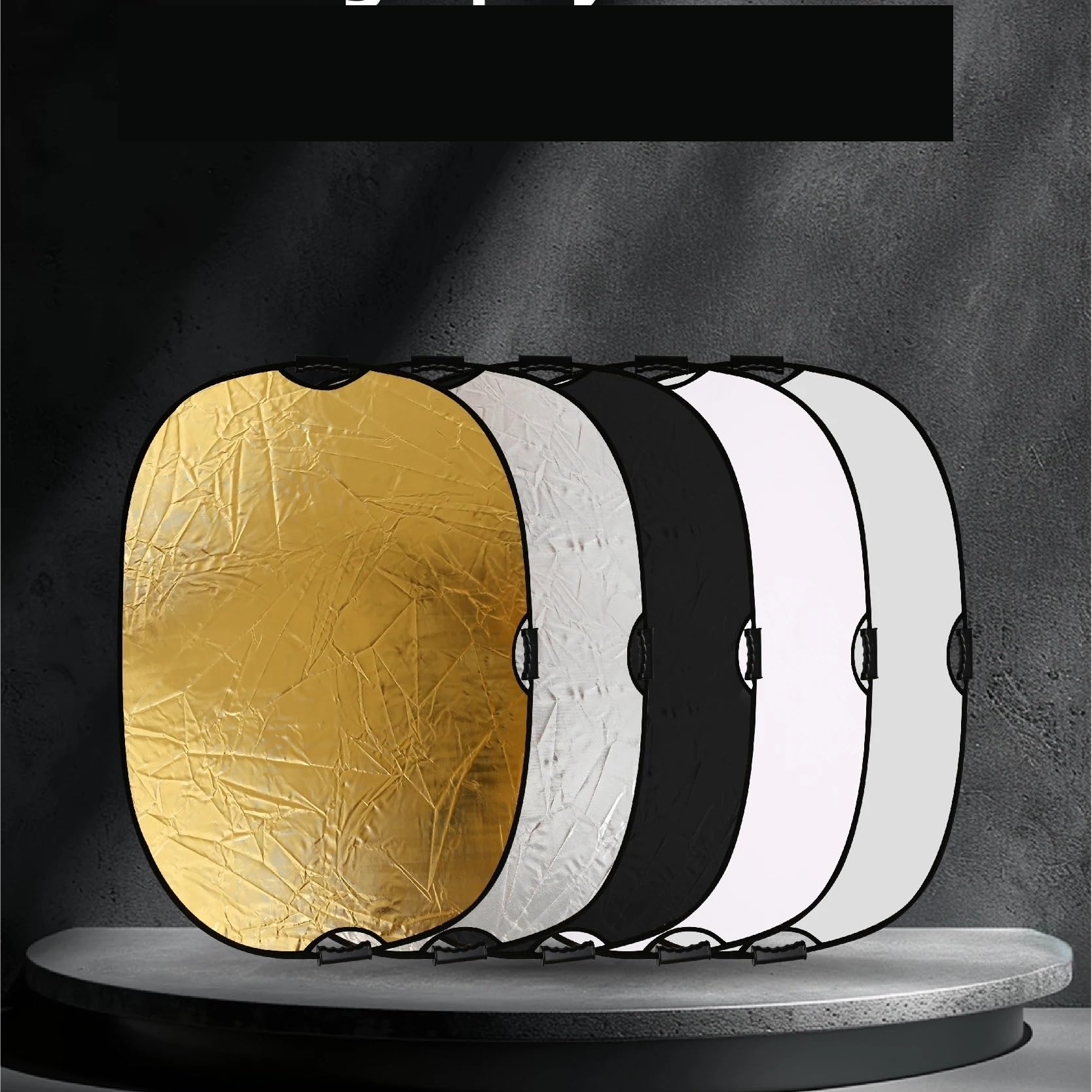 Reflector RF04 de 24 Pulgadas, 5 en 1, 60 x 90 cm, 120, Plateado, Blanco y Dorado, portátil, Plegable, luz, Redondo, for fotografía Estudio(90X120CM G-S)