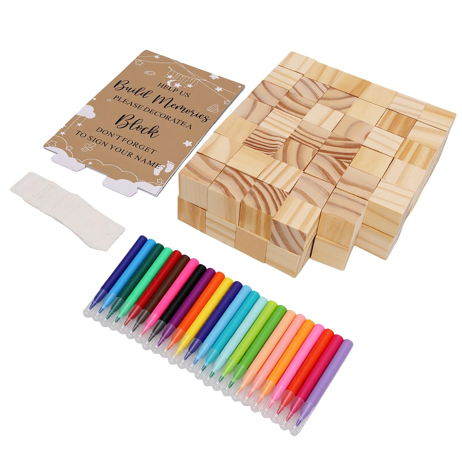 Set di Giochi a Blocchi Fai-da-te per Feste per Bambini da 147 Pezzi Attività Creativa Divertente per la Lavorazione del Legno Massello di Baby Shower