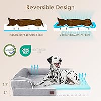 Vista 4 de EHEYCIGA Camas ortopédicas para perros extra grandes, cama impermeable de espuma viscoelástica XXL para mascotas con laterales, fondo antideslizante
