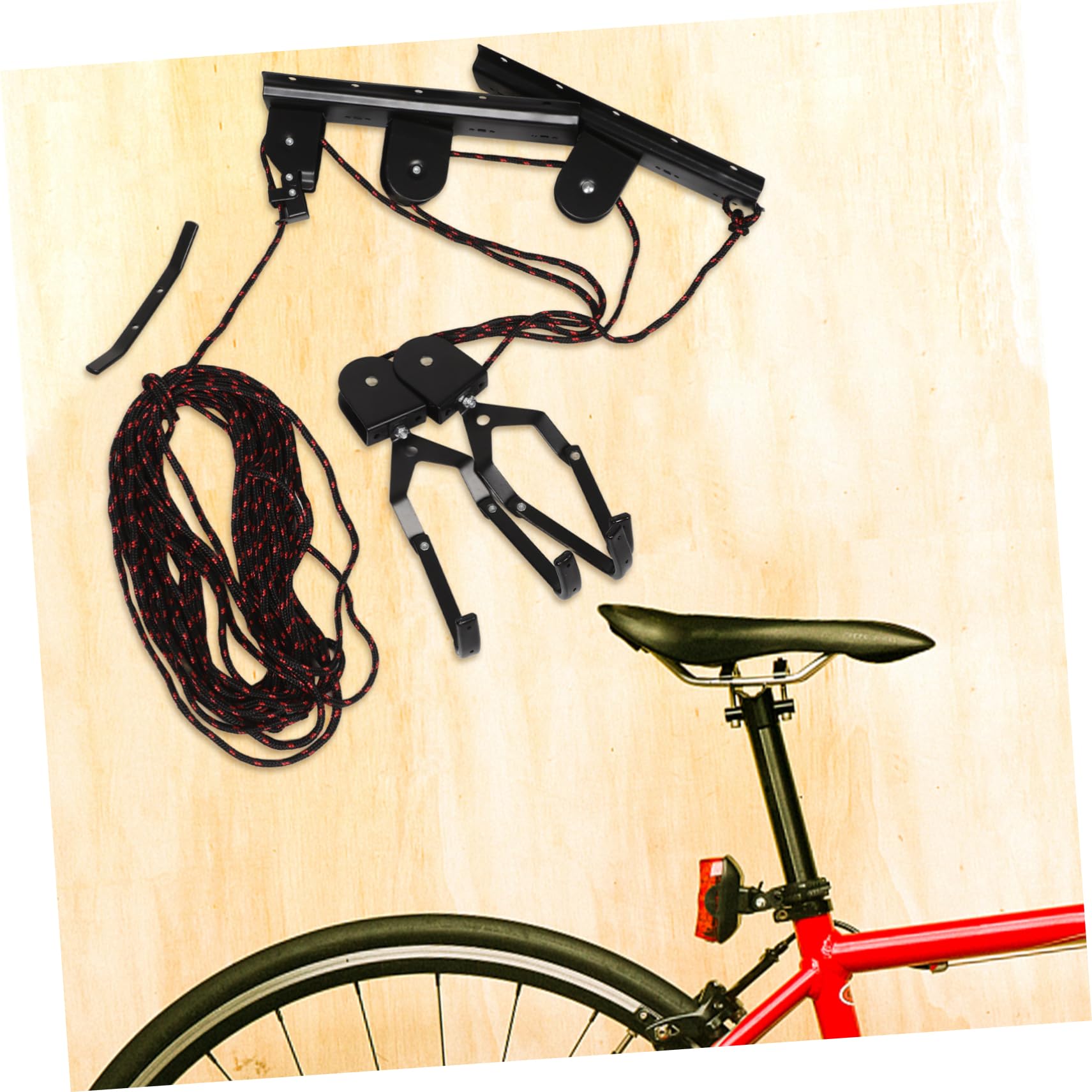 KOMBIUDA Soporte para Colgar Acero de Bicicletas en Sistema Bici Negro para Pared y Poleas Almacenamiento Seguro en Garaje en Casa
