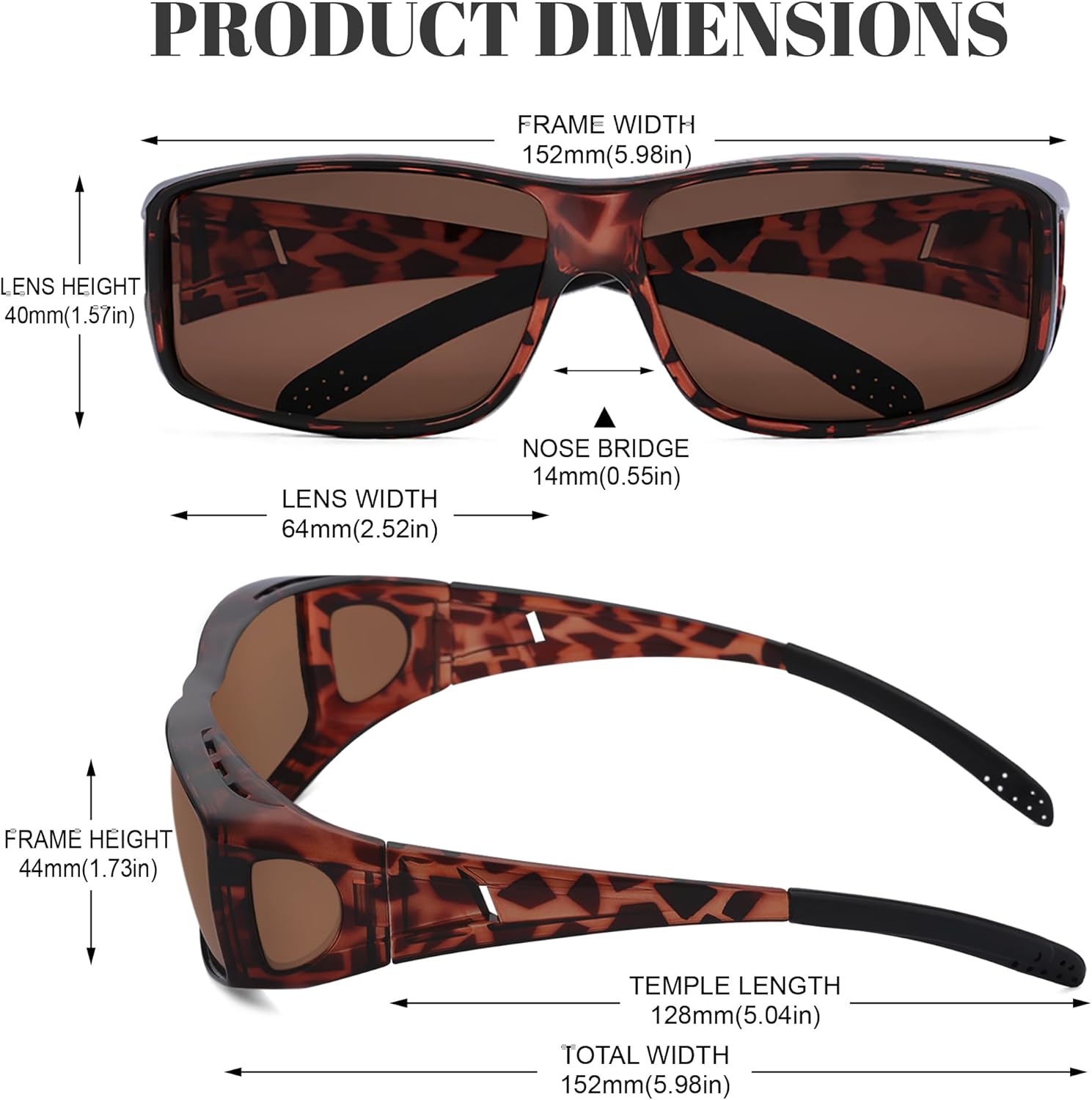 Polarized Sunglasses Fit Over Glasses for Women & Men, Wrap Around Summer Shades UV400 Protection - Image 4