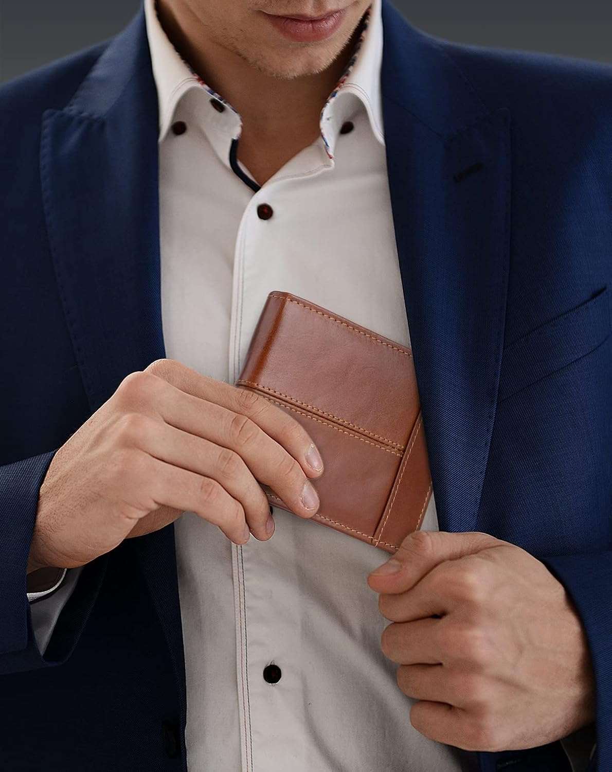 Swallowmall Mens Wallet Rfid Blocking Genuine Leather Bifold Wallets with 1 ID Window 15 Card Slots - Image 3