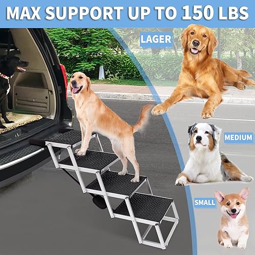 Miniatura 2 de Rampa de coche para perros grandes, rampa portátil de aluminio plegable para mascotas con superficie antideslizante para camas altas, camiones, SUV