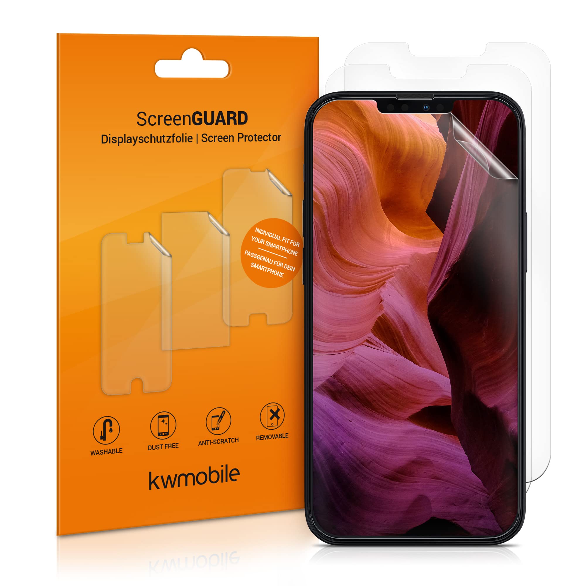 kwmobile Protector compatible con Apple iPhone 13 mini protector de pantalla - 3x película transparente protectora de pantalla antiarañazos