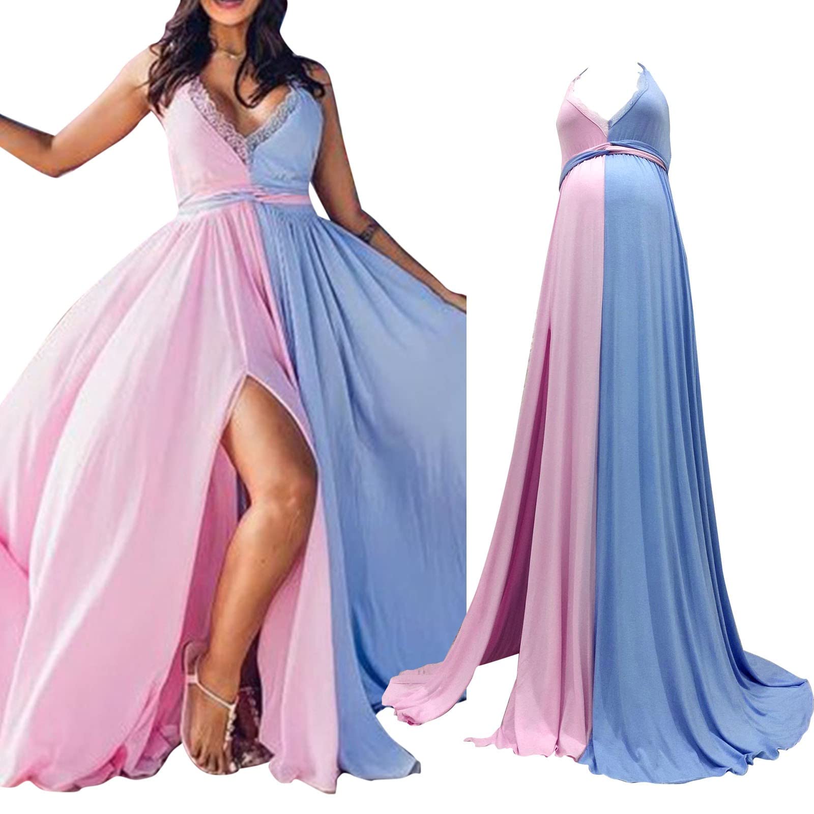 Générique Robe de maternité sans Manches à Jupe Longue, Tenue de Grossesse décontractée avec Coupe évasée pour séance Photo et Usage Quotidien, Taille S-L