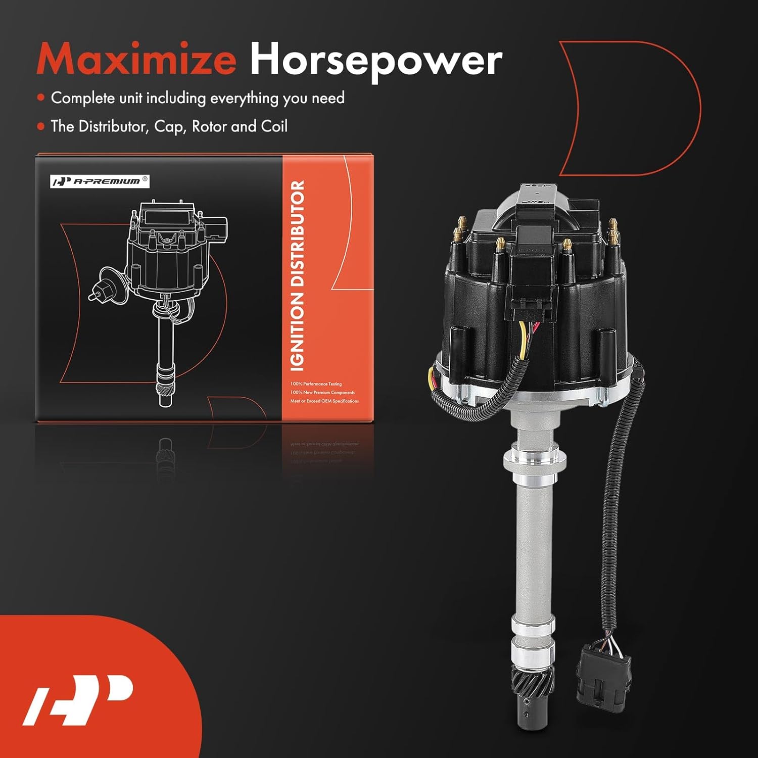 A-Premium Ignition Distributor with Cap and Rotor Compatible with Chevrolet Malibu, Impala, Camaro, Corvette, Caprice & GMC Jimmy, Caballero, C1500 C2500 Suburban & Pontiac Bonneville, Catalina