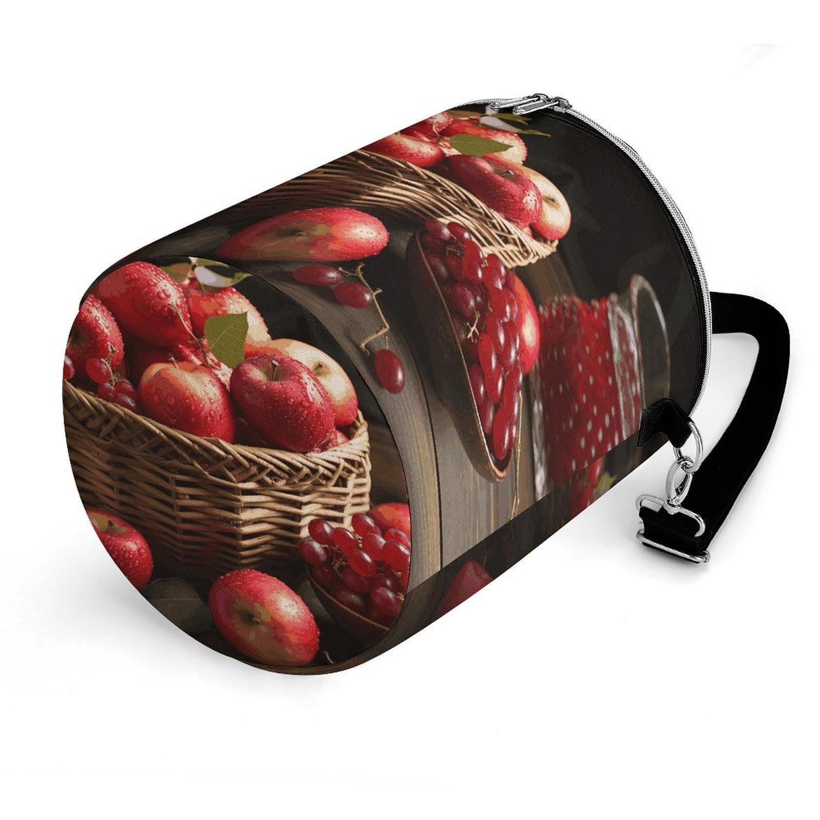 Rote Früchte in einem Korb, weiche Kühltasche, mehrere Taschen, Strandtasche, isoliert, auslaufsicher, zusammenklappbarer Kühler für Strand, Reisen, Arbeit