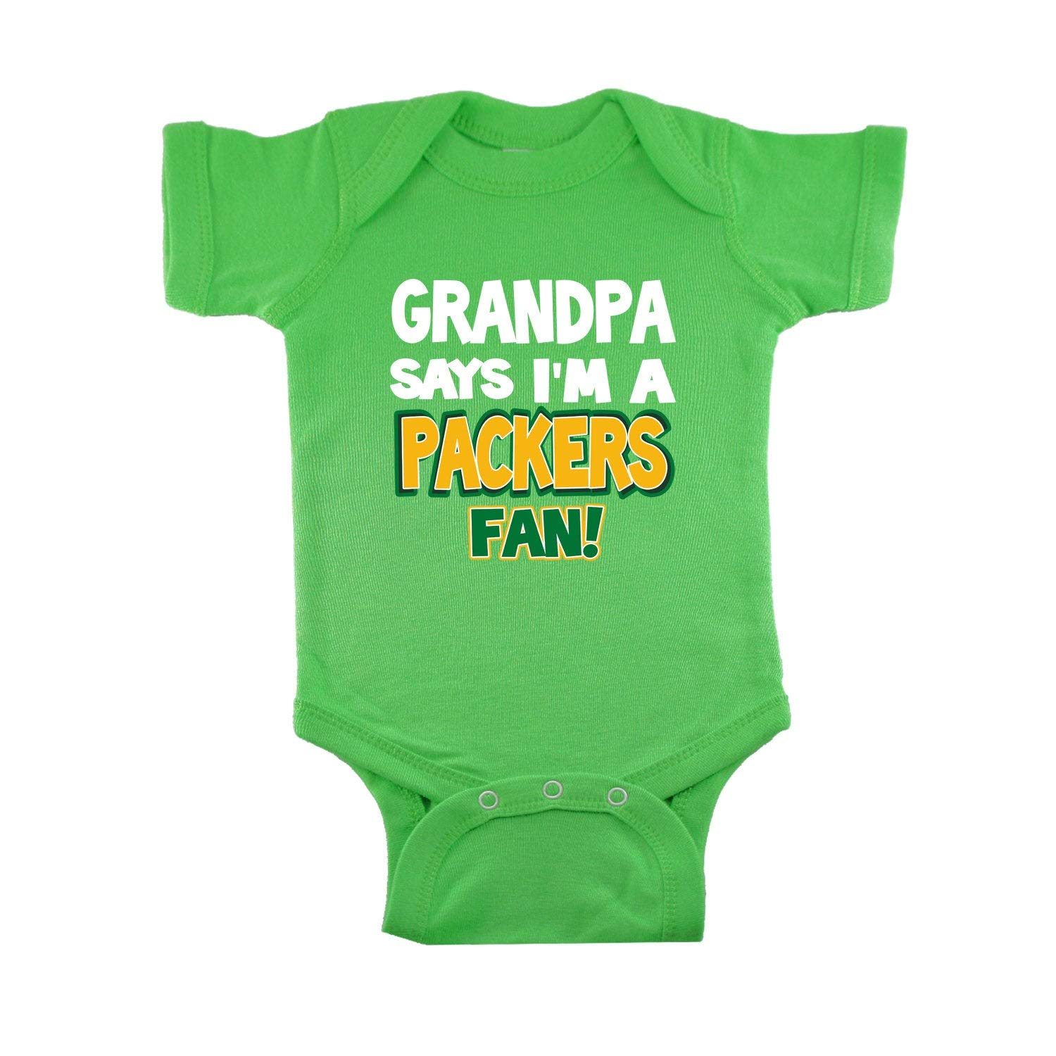 NanyCrafts My Grandpa Says I'm a Packers Fan Baby Bodysuit Green 6M