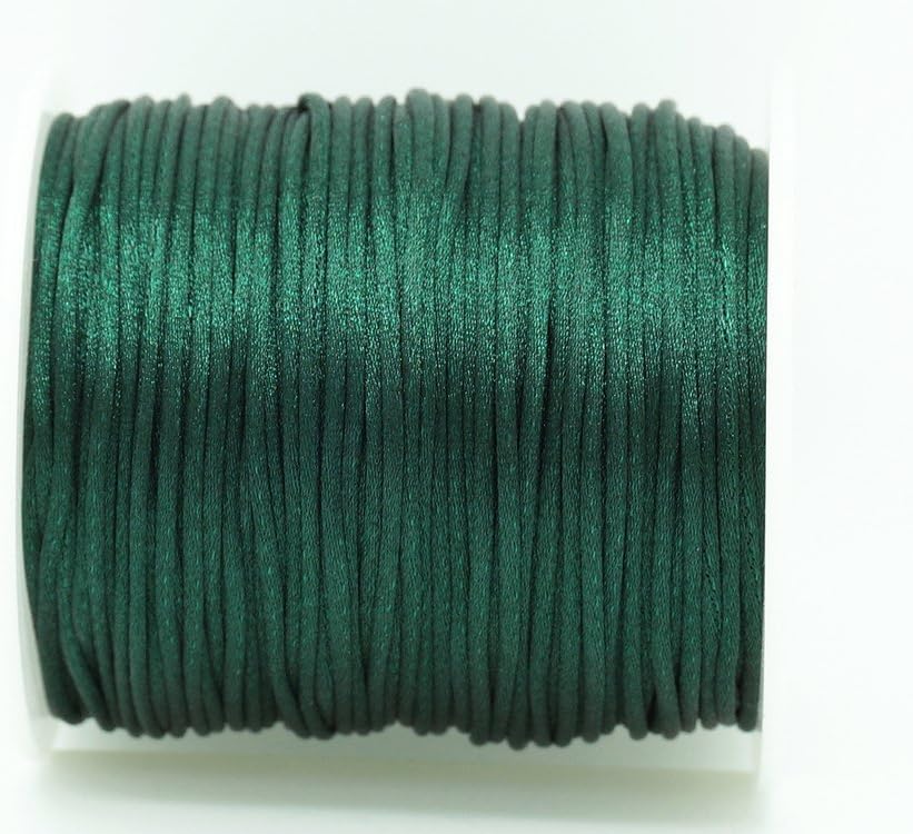 DARK GREEN 1mm Bugtail Satin Cord Shamballa Macrame Beading Nylon Kumihimo String (210ft Spool)