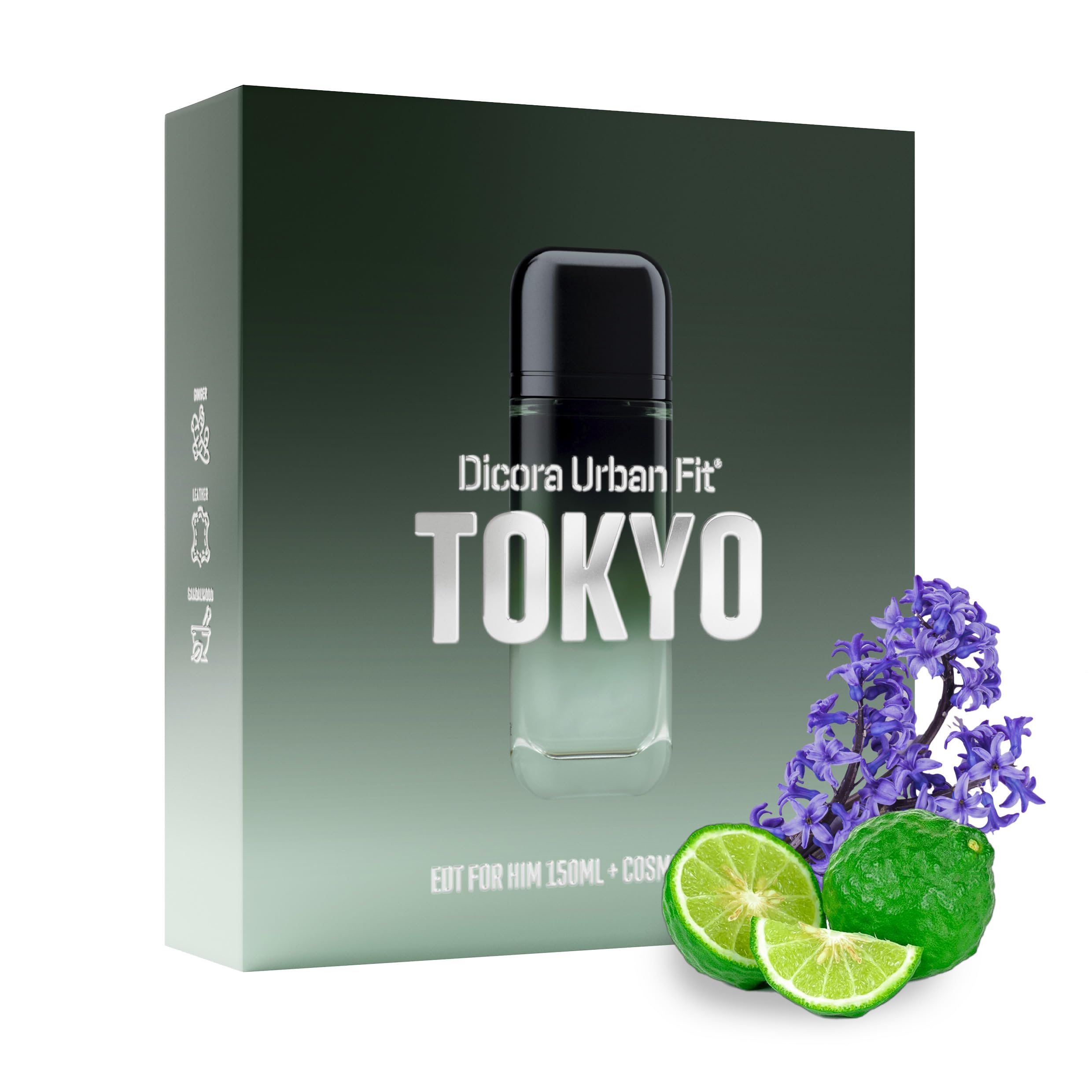 DICORA URBAN FIT SET TOKYO FOR HIM + POTRZEBUJESER | Perfumy męskie EDT 150ml | Męski zapach Imbir, Bergamotka, Lawenda, Skóra, Bursztyn, Drzewo sandałowe | Zestaw upominkowy