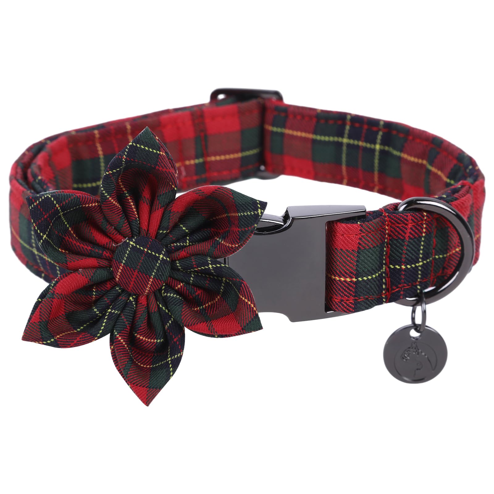 Collier pour chien en coton rouge style écossais avec nœud papillon élégant