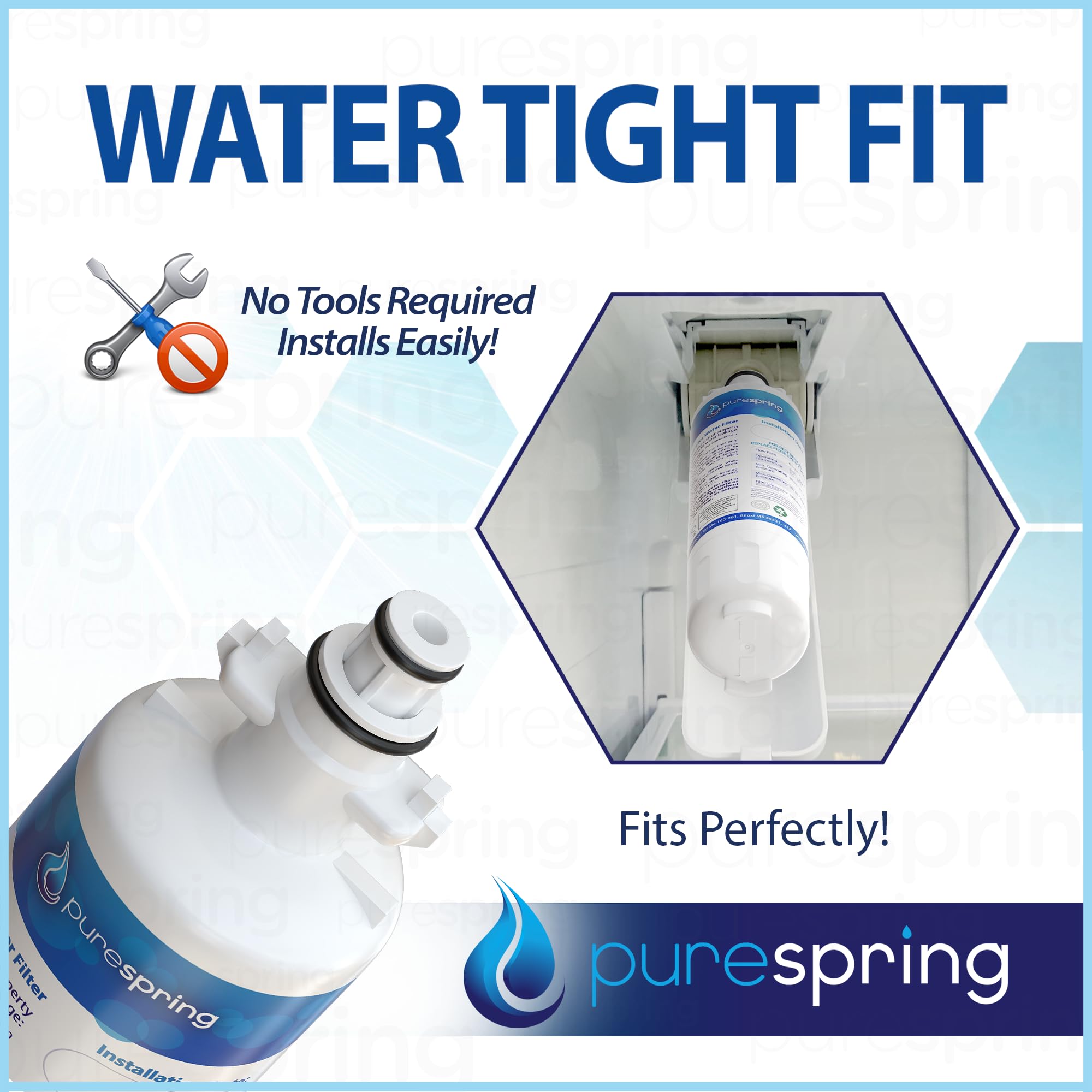 PureSpring Filtro de agua de repuesto certificado para LG ADQ36006101, LFDS22520S, LT700P, LFXS29766S, ADQ36006102, LFXS24623S, LFXS30766S, Kenmore 46-9690, 469690 NSF 42 certificado (3 Paquete