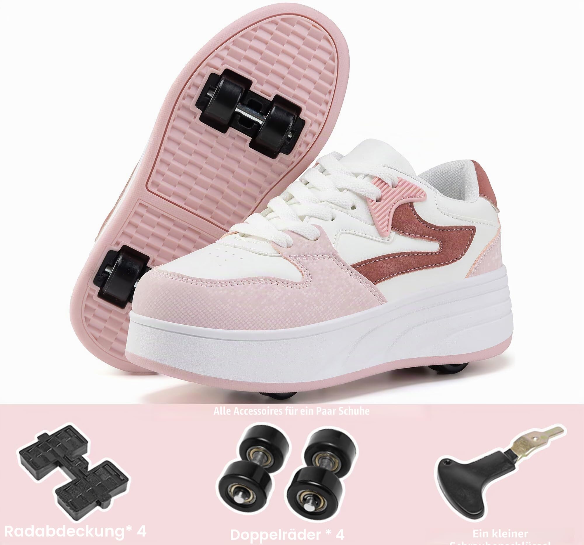 Rollschuhschuhe für Damen und Mädchen, Turnschuhe mit abnehmbaren Rädern, Sportschuh, geeignet für Halloween, Weihnachten, Geburtstag, Party, Geschenke