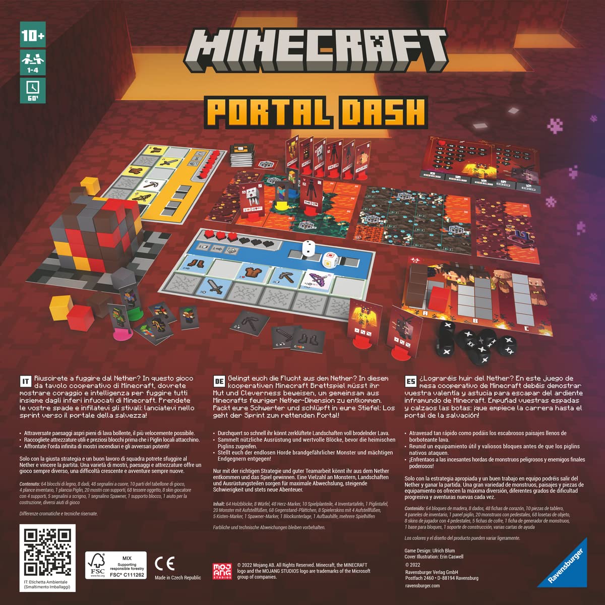 Ravensburger Jeu Familial Minecraft Portal Dash, Jeu de Plateau pour Enfants et Adultes, pour 2 à 4 Joueurs, Jeu de Plateau à partir de 10 Ans