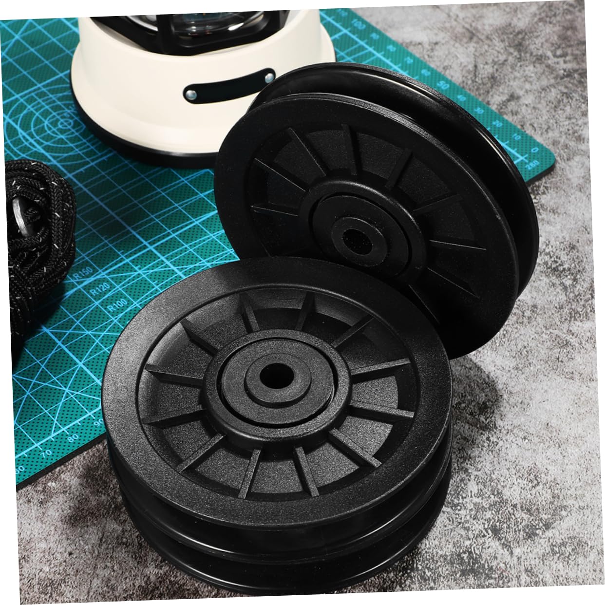 TOPBATHY Ruota Puleggia Fitness in Pa6 Nera, 6 Pezzi per Attrezzi