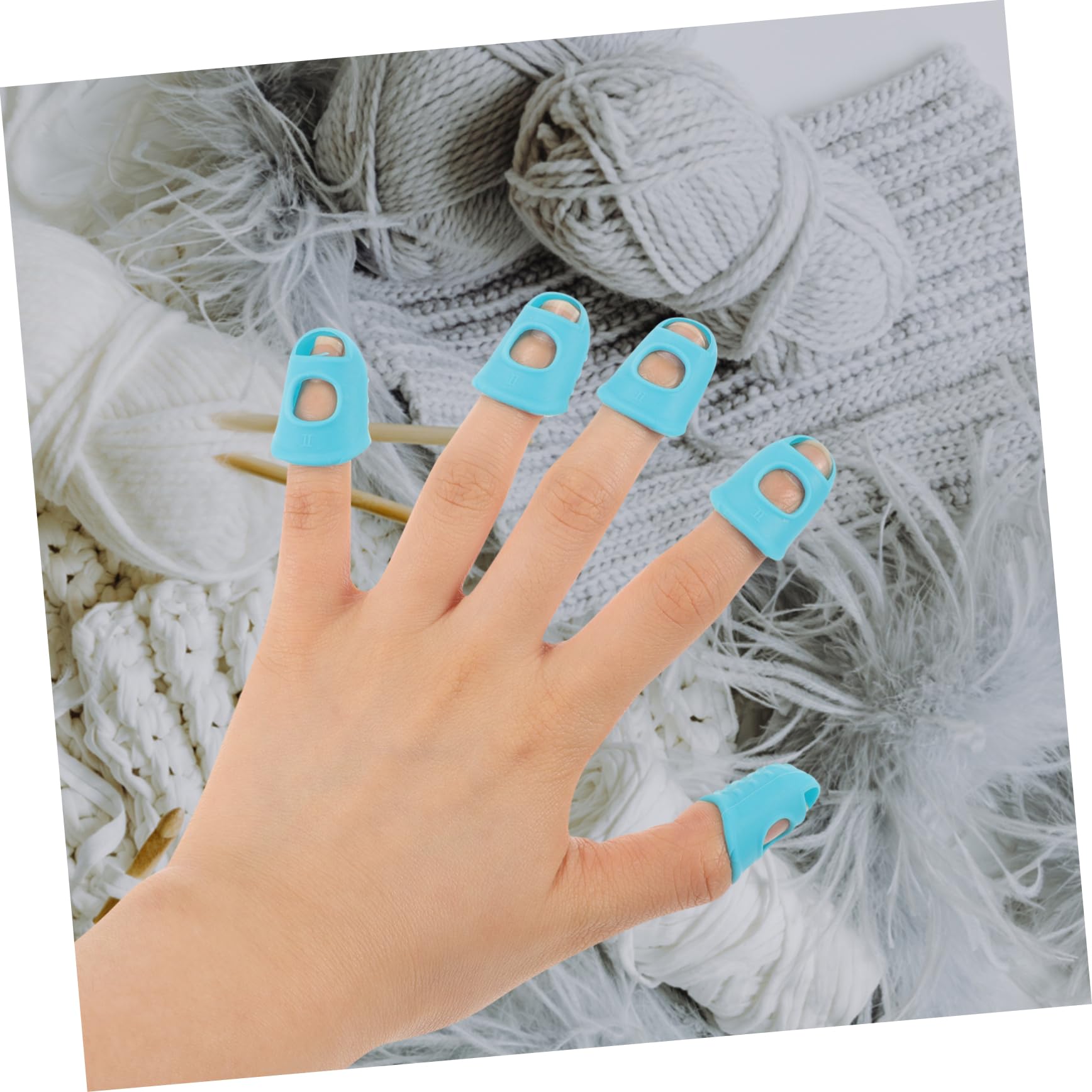 BEBEMOKO 10 Pack Silicone Finger Protectors Crochet Finger Guard Protector Sewing Pin Cushions Non-Slip Fingertip Covers for Hand Sewing DIY Projects