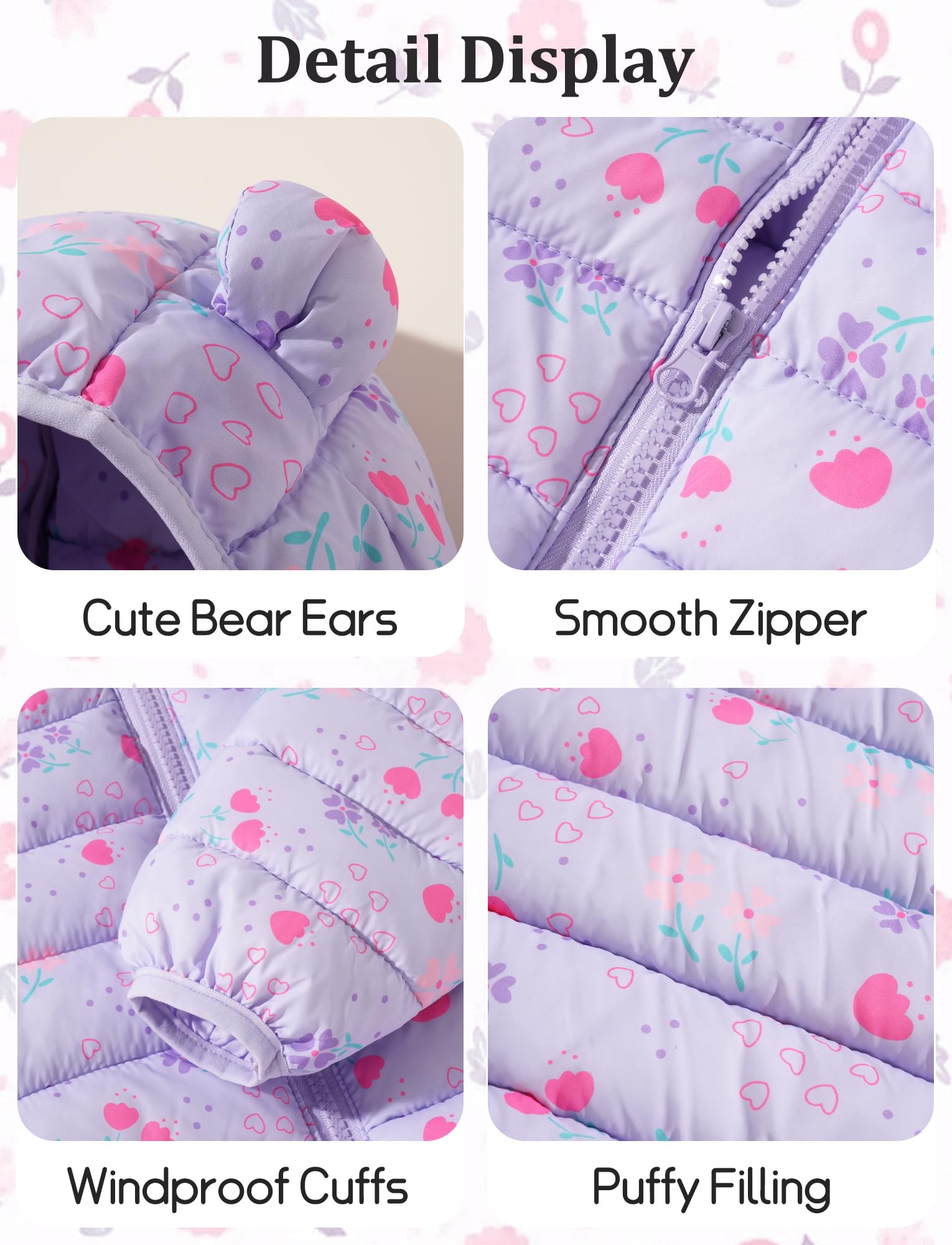 SEAUR Mode Doudoune Hiver Bébé Fille Manteau à Capuche Hiver Veste Léger Bébé Blouson Chaud d'Extérieur Vêtements