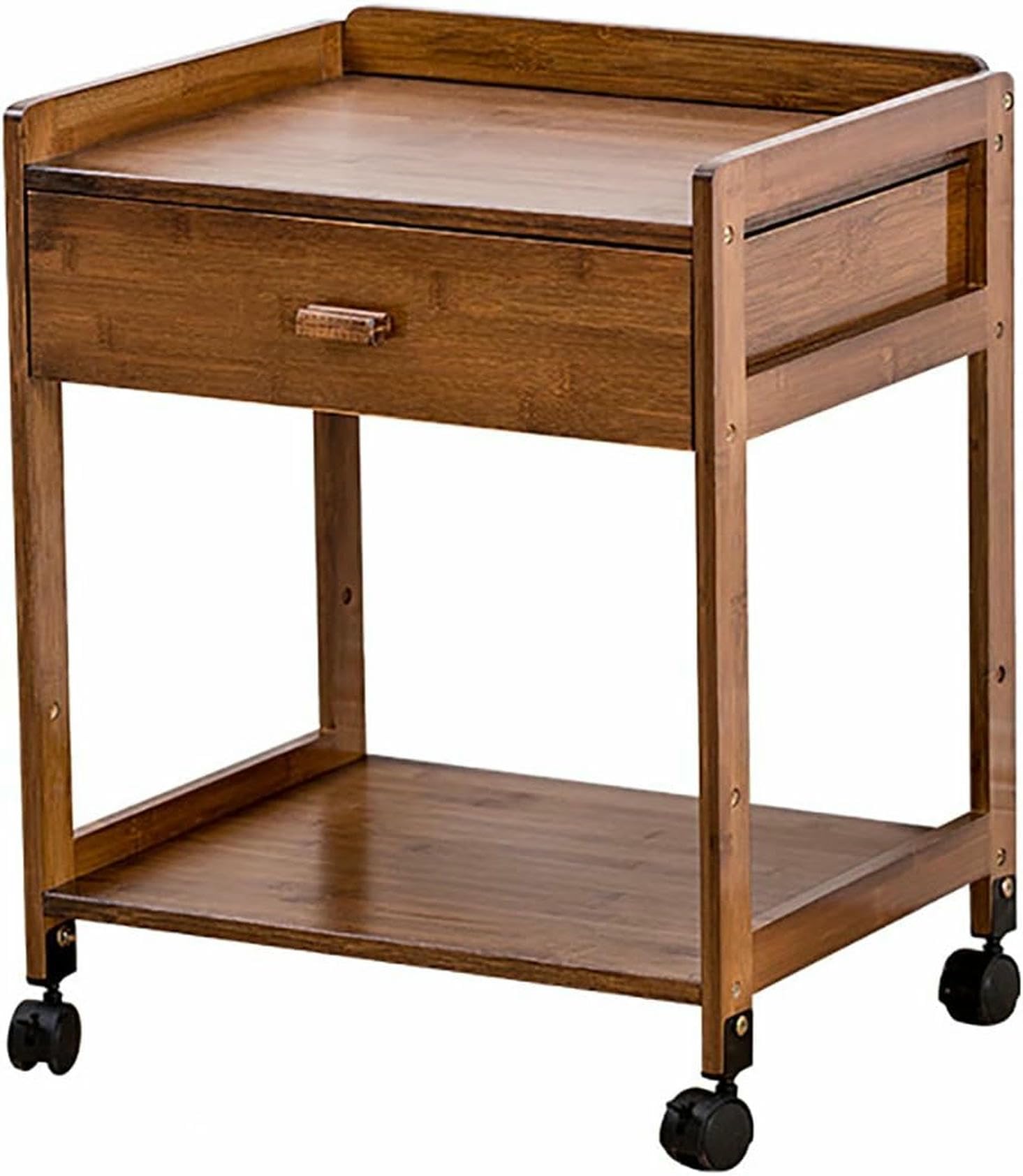 Meuble de rangement mobile en bambou pour optimiser un petit salon