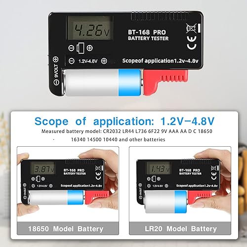 Miniatura 3 de Probador de batería LCD digital de 3 piezas, probador de batería universal para AA AAA 1.5 V 3.7 V 1.2  4.8 V 9 V, probadores de nivel de vida de