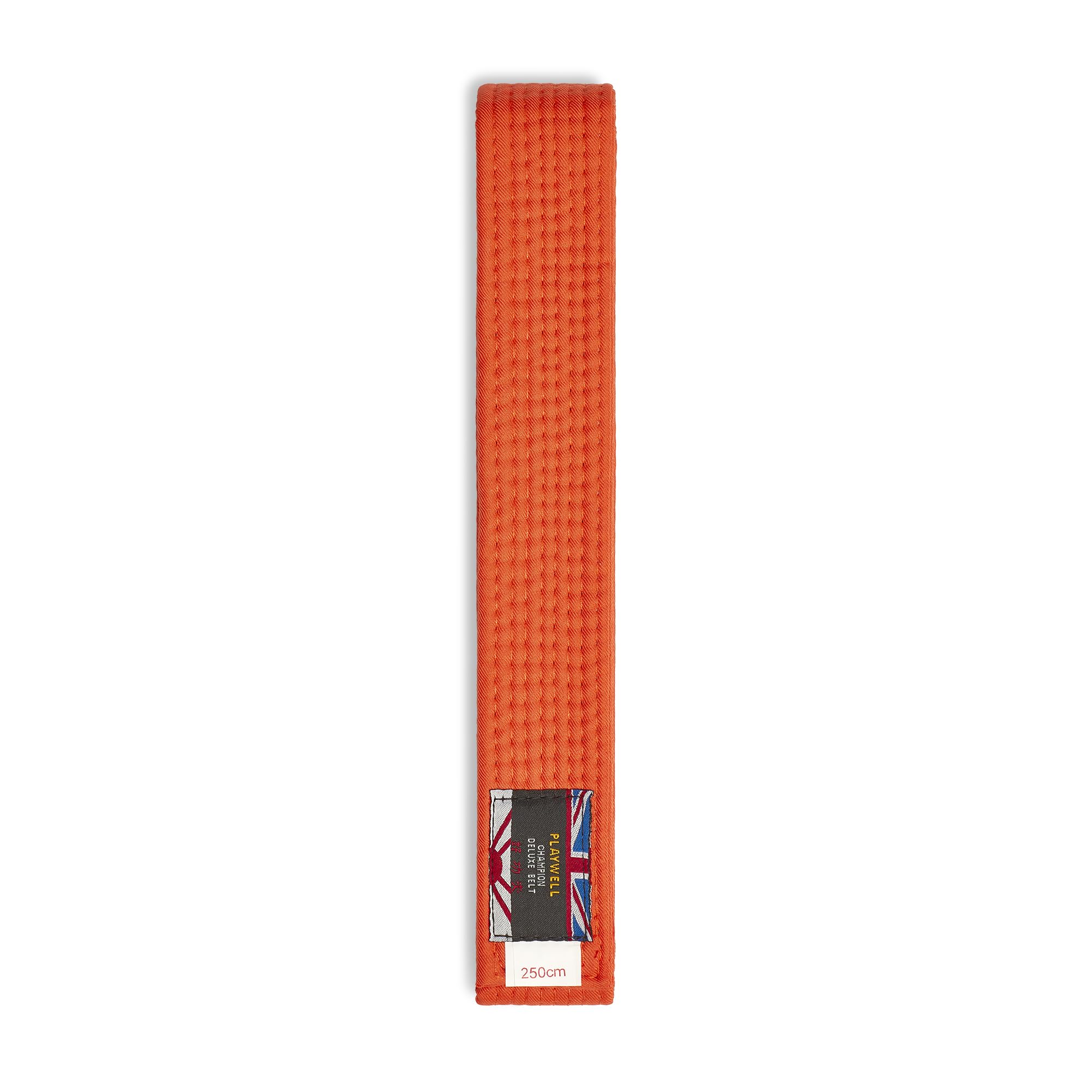 Playwell Martial Arts Cotton Solid Coloured Grading Belt - (Karate, Judo Taekwondo) (Orange, 220cm)