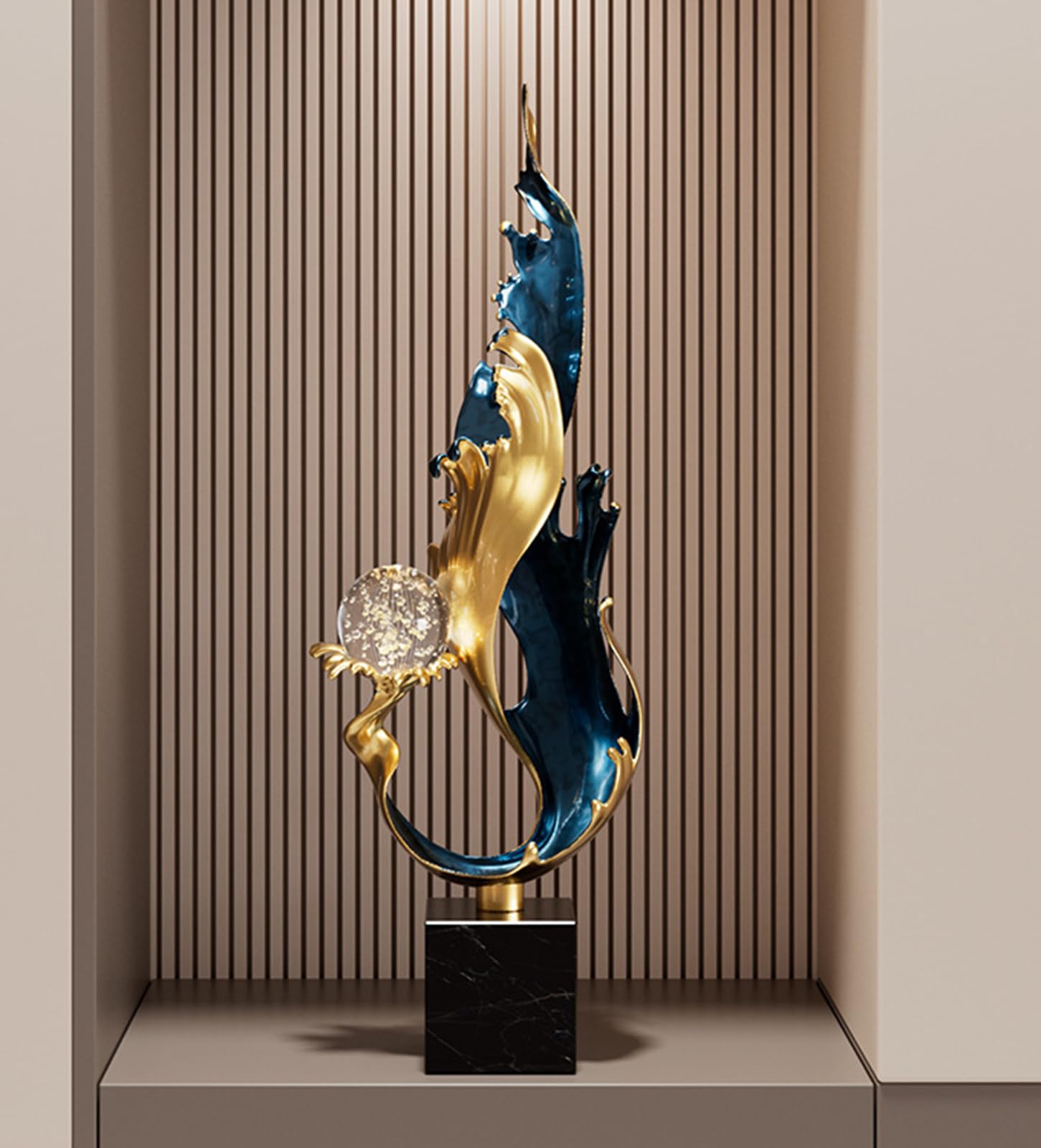 NHDVDVAV Crystal Ball Art Decorative Wave Statue Sculpture for Home Offices