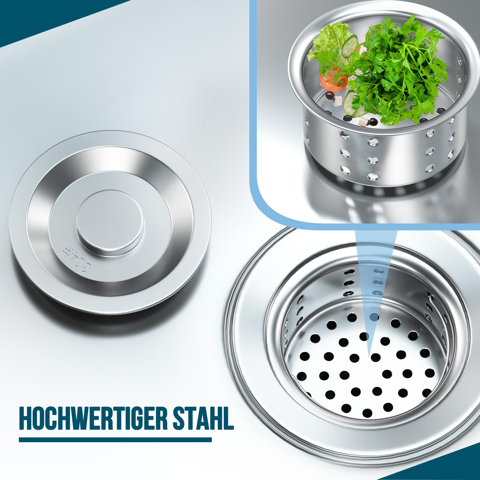 RiveraSink Fregadero Inox Independiente 100×55×80 cm con Encimera, Grifo Giratorio 360°, Cesta Filtro y Cubeta Grande – Altura Ajustable, Fácil de Limpiar – para Cocina, Hostelería y Jardín