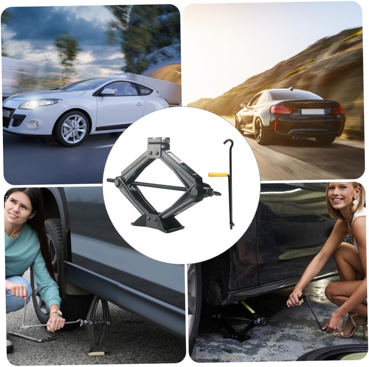 Healifty 5 Ton Hand Crank Scissor Jack Car Tire Repair Tool Manual Auto Lift Jack for SUV and Sedan Emergency Vehicle Maintenance Random Color