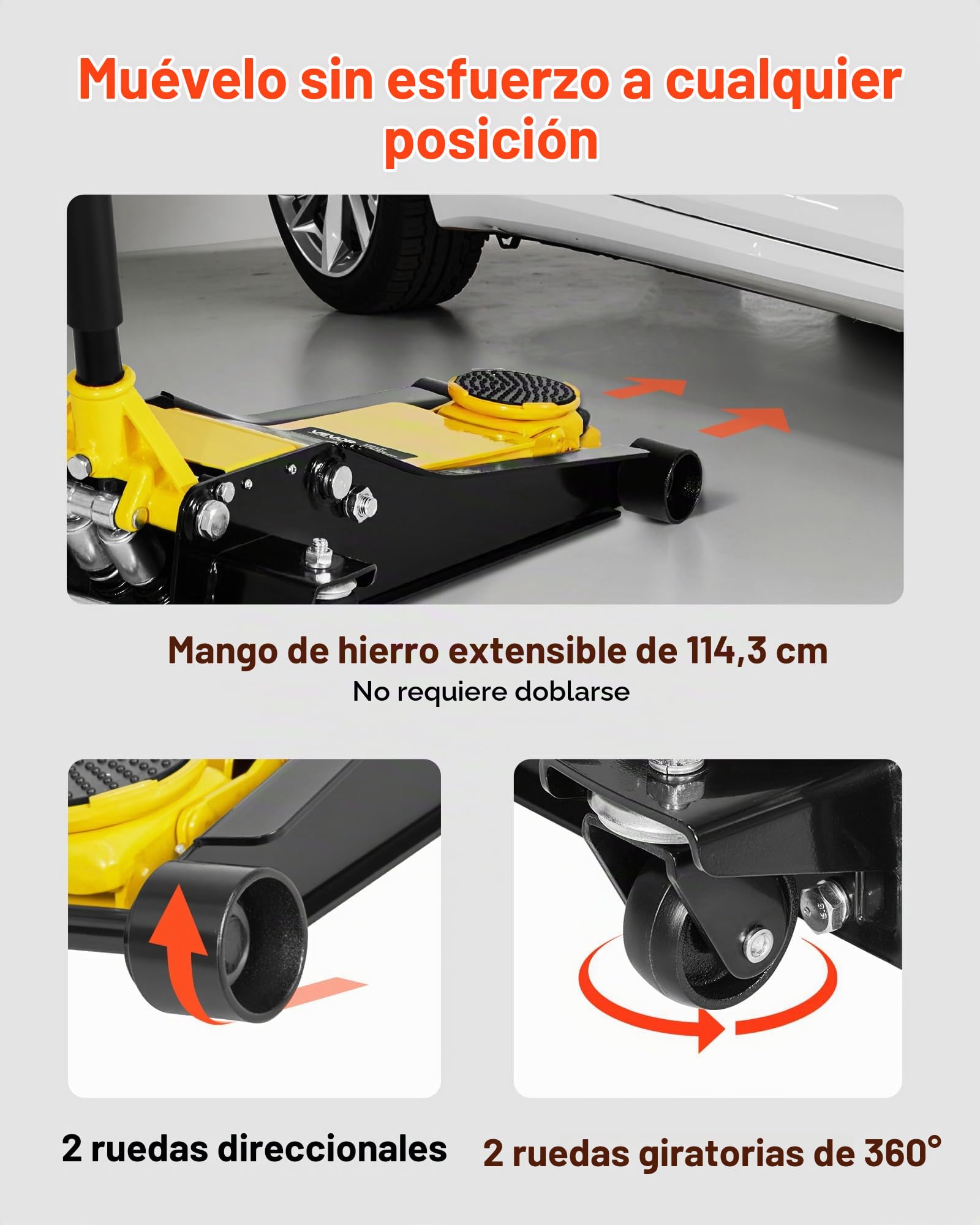 VEVOR Gato Hidráulico de Perfil Bajo Capacidad de 2 T, Gato de Acero para Coches con Bomba de Doble Pistón, Rango de Elevación de 75 a 505 mm, para Automóviles, Vehículos, Autos Deportivos, Camiones