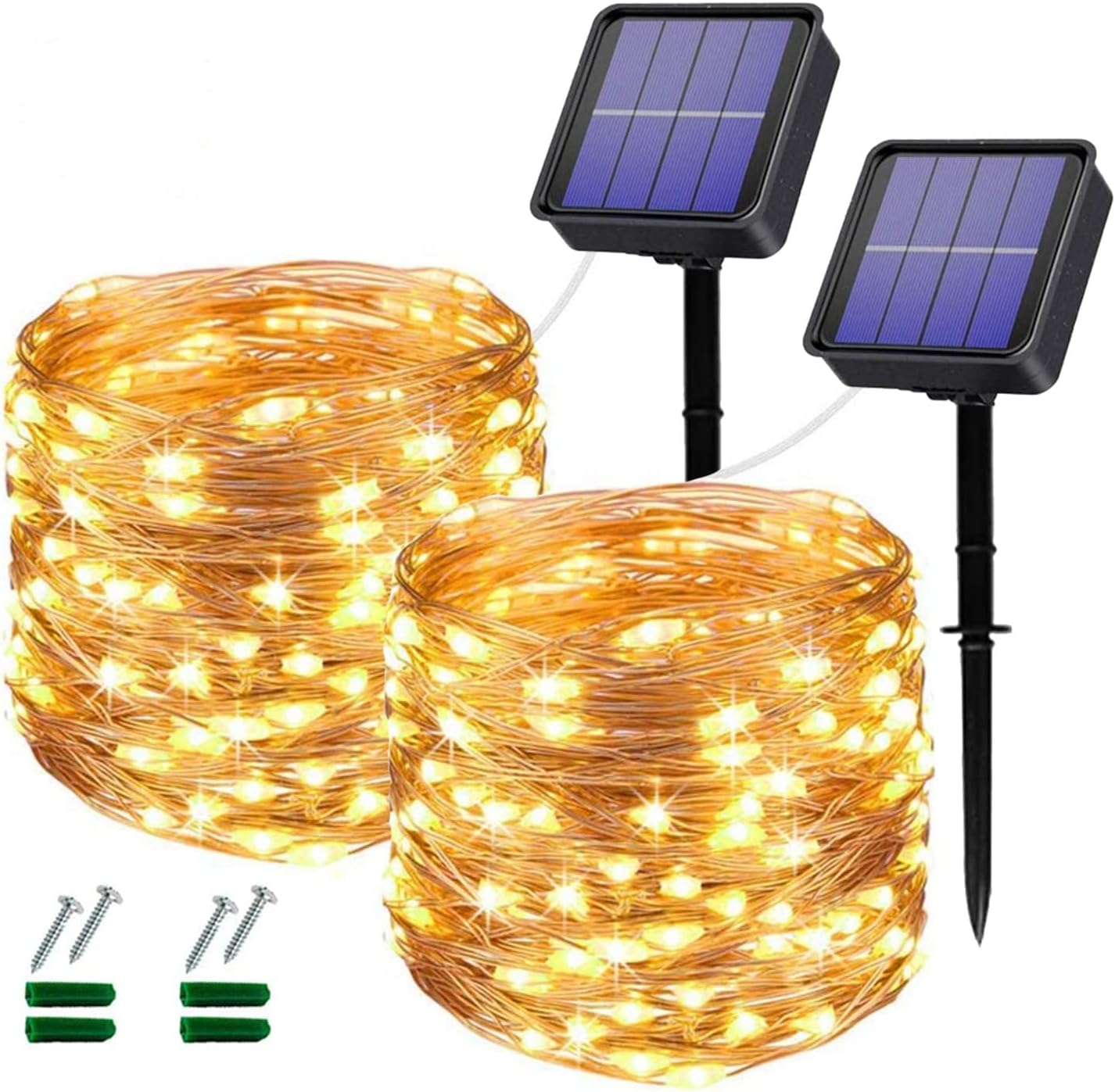 Solar Fairy Lights Outdoor, 2 Pack Total 240 LED Garden Lights, 40Ft 8 Modes, Waterproof, Warm White, Perfect for Garden, Patio, Parties, Weddings, Christmas