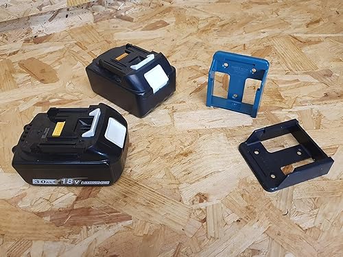 StealthMounts Soporte de batería compatible con Makita 18V (paquete de 4) - Soportes de batería azules | Fabricado en el Reino Unido