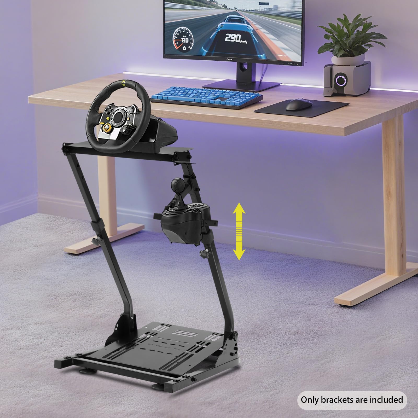 jiumxliu Lenkradständer für Lenkrad Gaming Wheel Stand Racing, Klappbarer Lenkradständer, 22-31″ Höhe, 44 lbs belastbar, verstellbare Pedalbasis 3-5″, für Sim-Racer