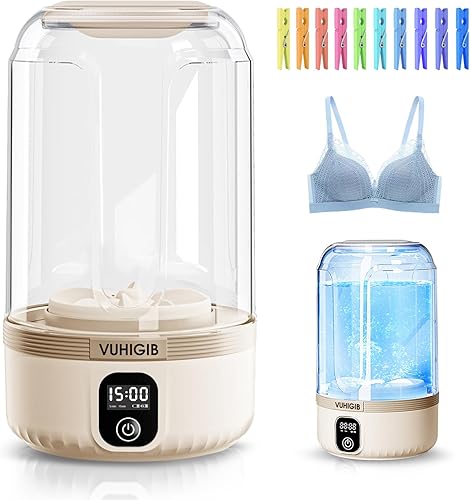 Lavadora portátil, lavadora inalámbrica recargable de 7000 mAh con 10 pinzas para la ropa, limpieza profunda, ropa interior, calcetines delicados de