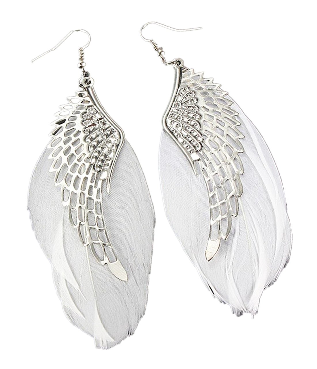 AASHYA MAYRO LATEST TRENDY LIGHTWEIGHT WHITE FEATHER & SILVER METAL WINGS HOOK EARRING (B06WVFY4LV) Amazon Price History, Amazon Price Tracker