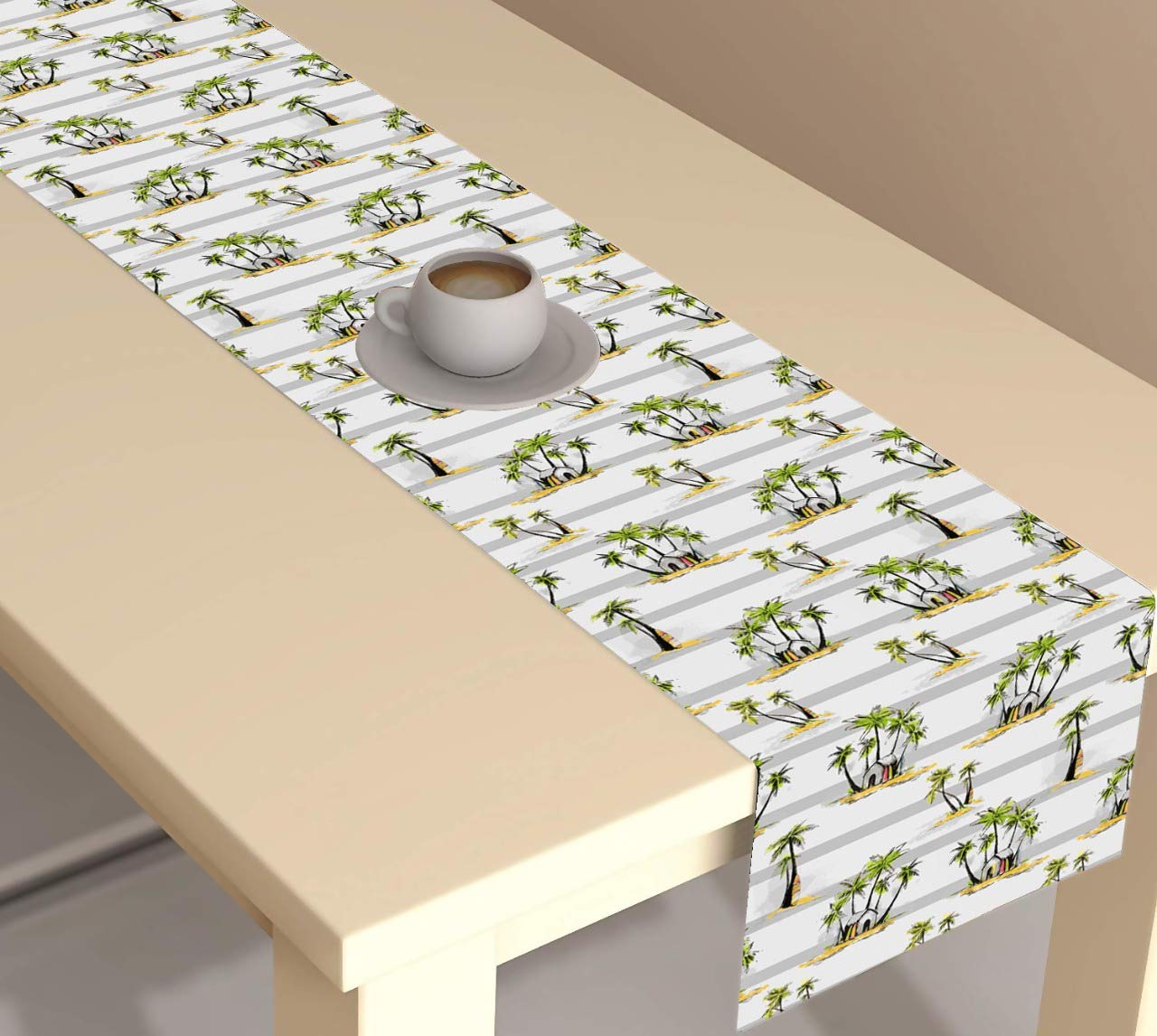 Home Solution Abstract Multicolour HD Digital Modern 4 Seater Table Runner Cloth - (Beach, 13 x 60 Inch)