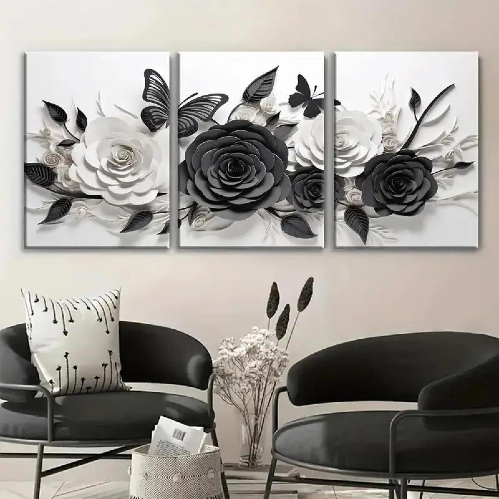 Yocheng 2D Plane 3 Piece, Including Characters, Flowers, Landscape Cloth Painting, Nordic Sim 50x70cmx3 No Frame