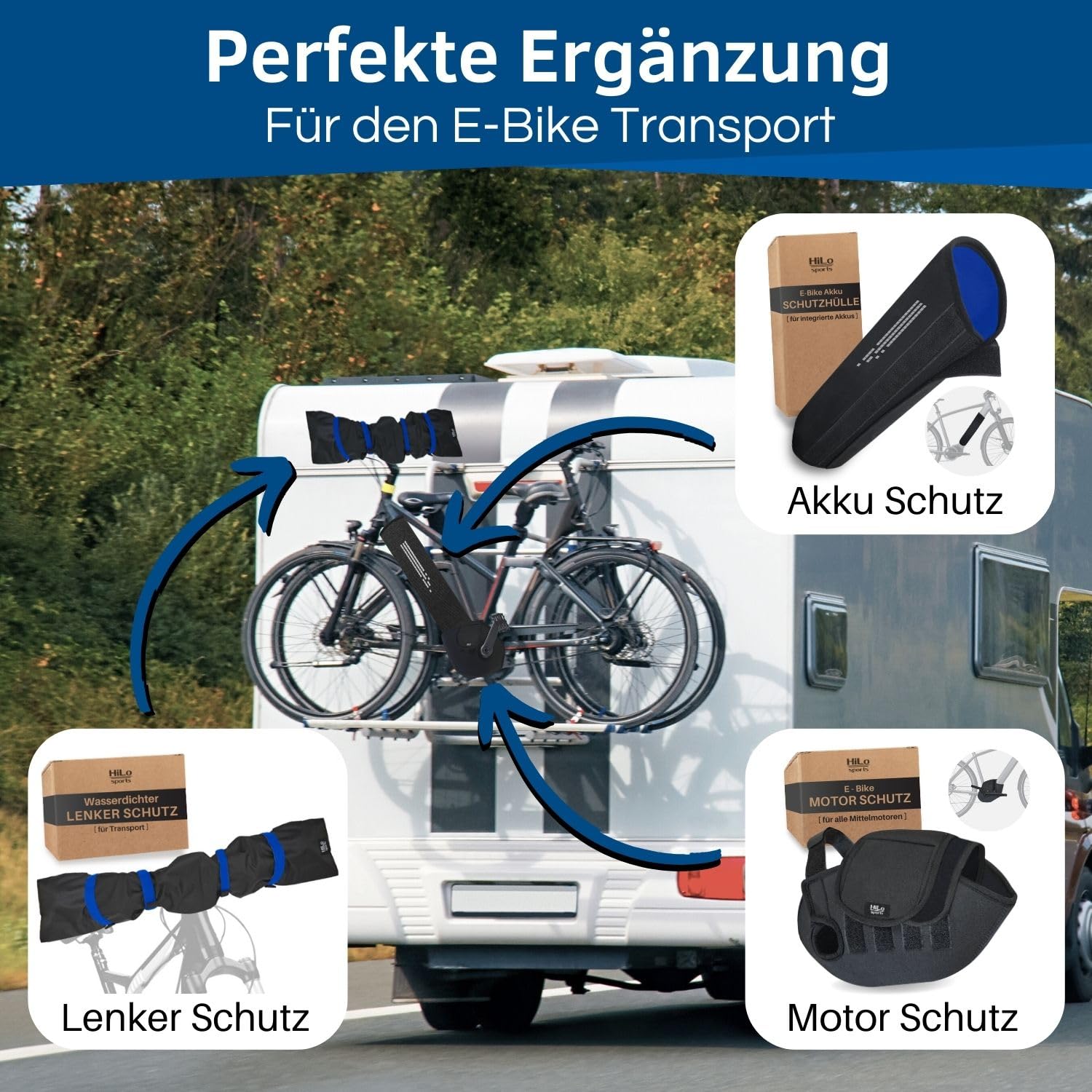 HiLo sports Lenkerschutzhülle E-Bike wasserdicht - [Für alle Fahrradlenker] - Passt auch für große Lenker mit Hörnchen - Reißfester Fahrrad Transportschutz - Fahrradschutz Heckträger (Rot)