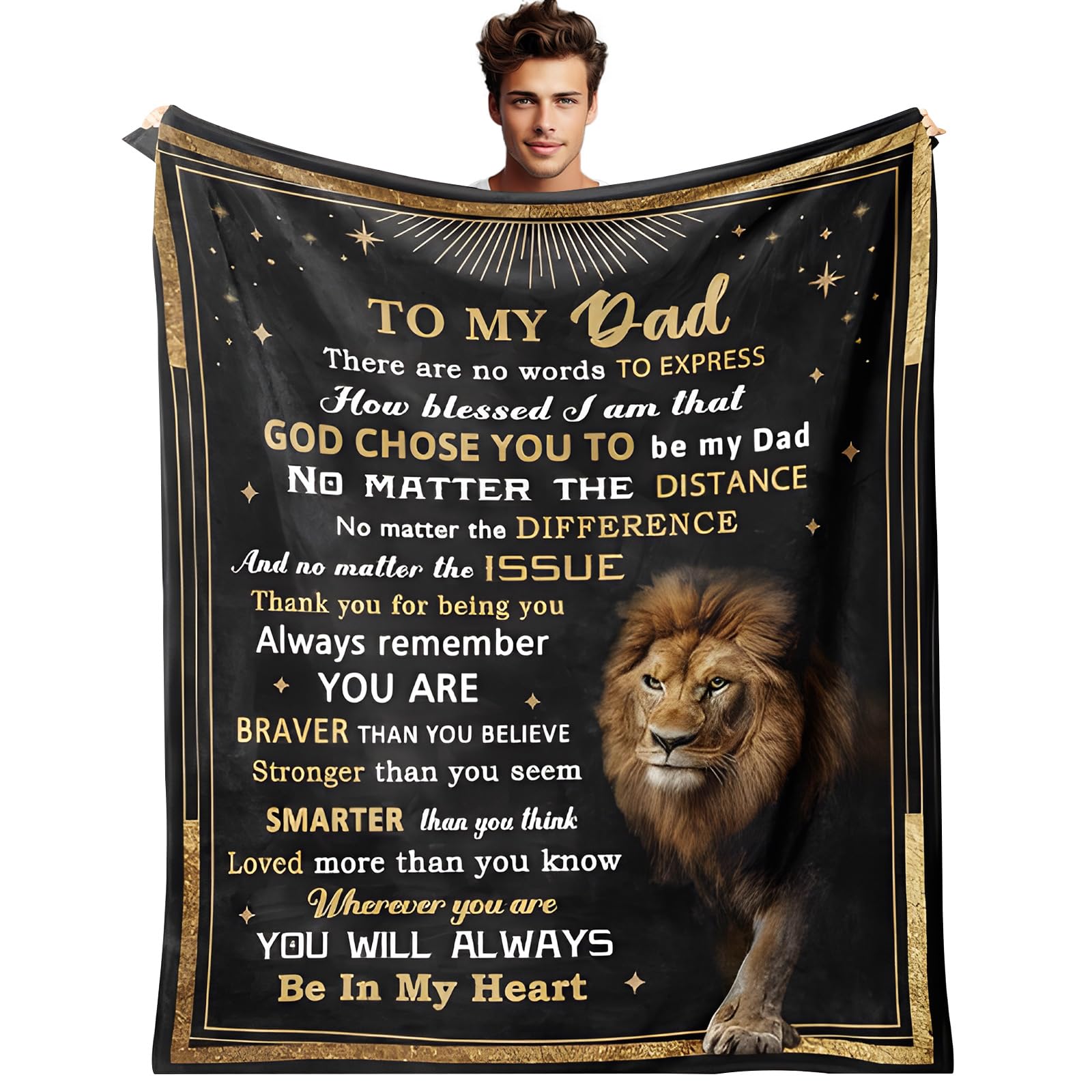 ELLECILA Gift for Dad, Daddy Gifts from Daughter/Son 150x130CM, Soft Flannel Blanket with Letter Print, Best Father Birthday Gifts on Christmas/Father's Day/Valentine's
