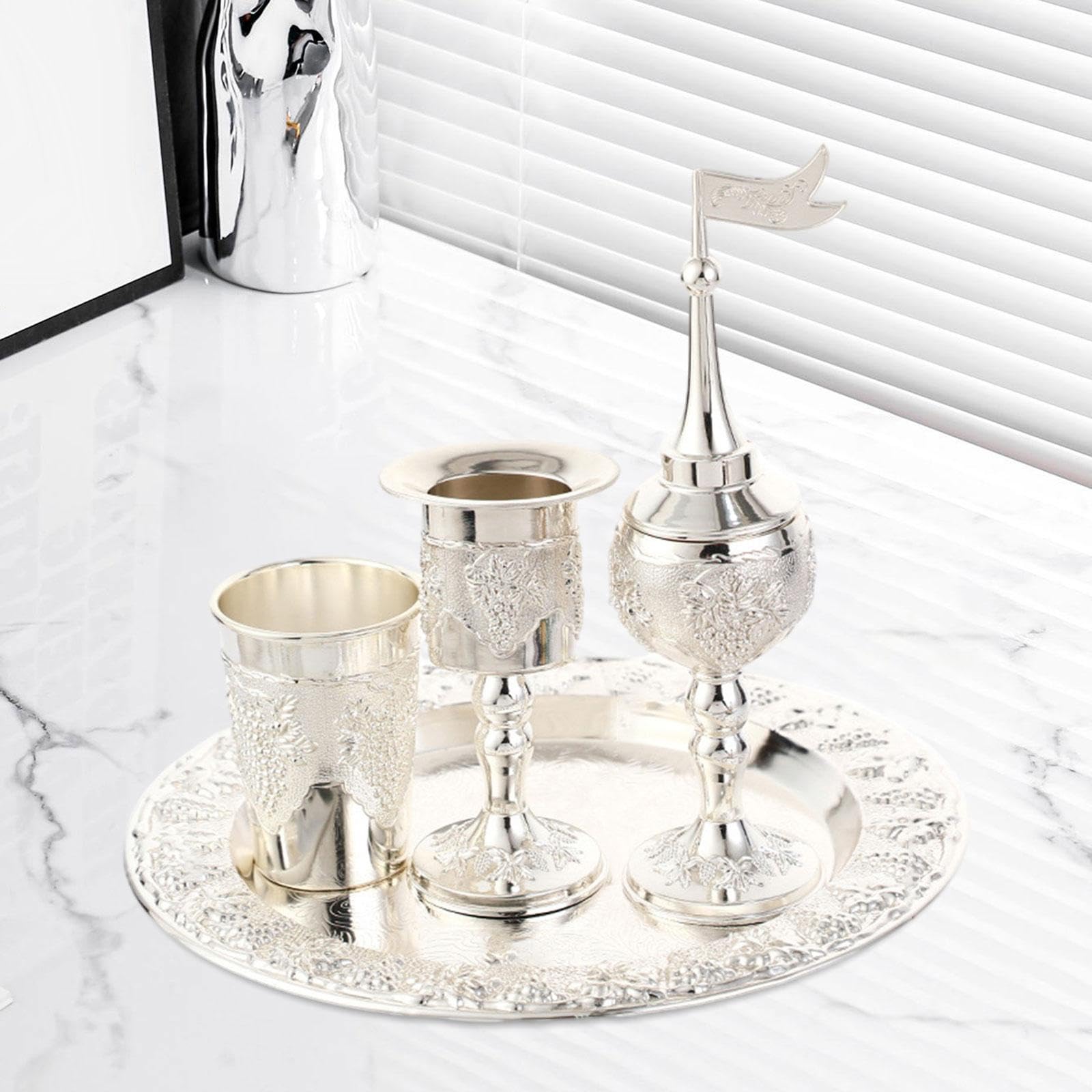 KESOTO Set di Decanter E Bicchieri per Vino, Calici da Vino in Metallo, Ornamenti retrò, Decorazioni, Decanter E Bicchieri, per Feste, Cene E FESTIVITÀ