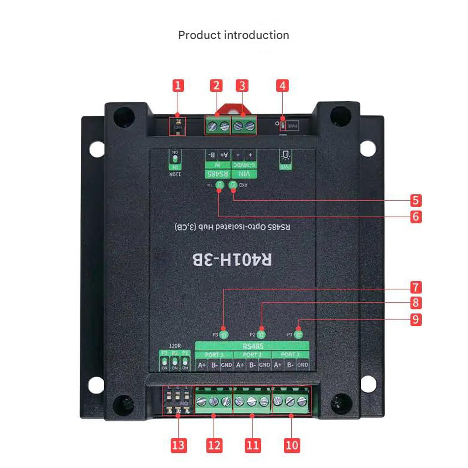 ordinarYone Hub seriale RS485 isolato otticamente Configurazione porte multiple e mezzo operativo per scambio sicuro di dati