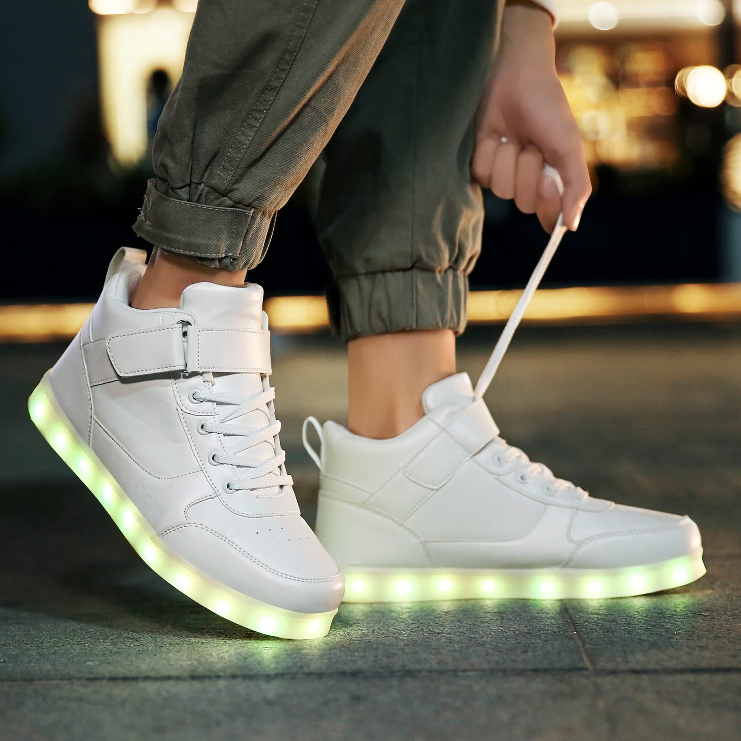 JEVRITE Unisex-Sneaker mit LED-Beleuchtung, hohe Oberseite, USB-Aufladung für Damen und Herren, Paar-Schuhe