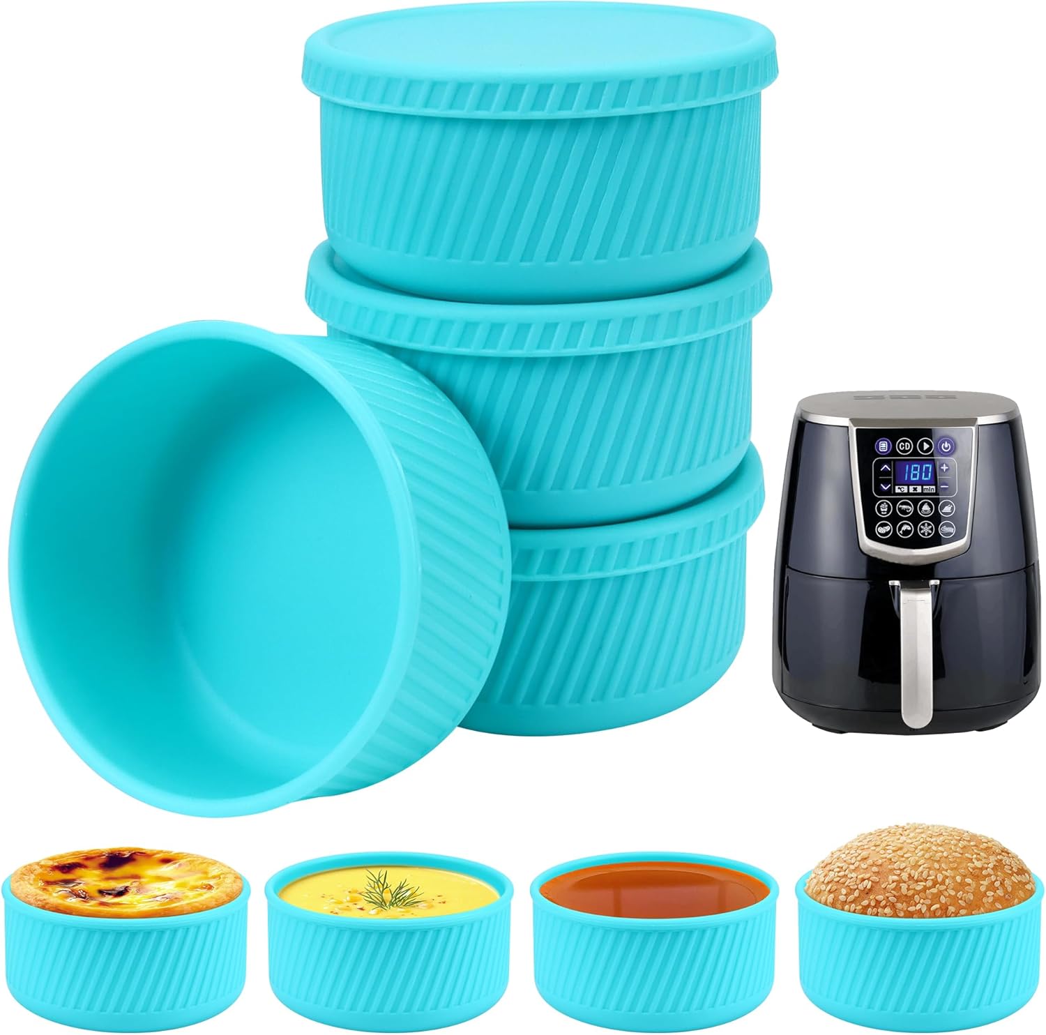 4Pcs Air Fryer Egg Poacher, Air Fryer Egg Mould, Food Grade Silicone