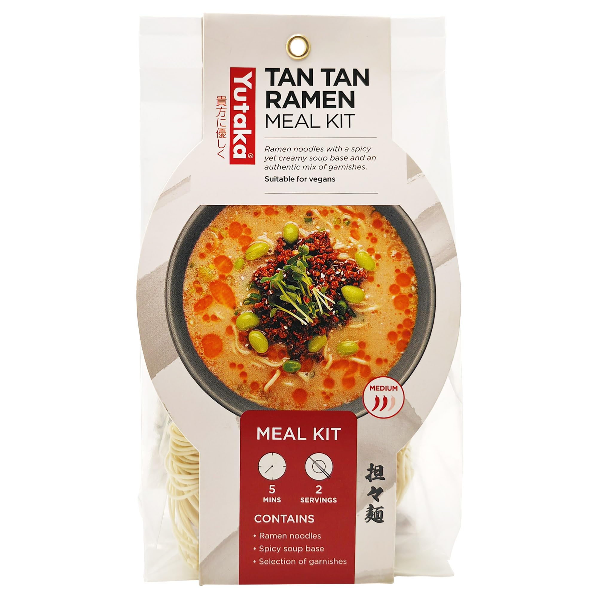 Yutaka - Tan Tan Ramen Meal Kit, 215g - Japanese Style Ramen with Spicy Creamy Soup Base, Noodles & Toppings - Ready in 5 Minutes - Delicious Asian Meals - Authentic Japanese Flavour